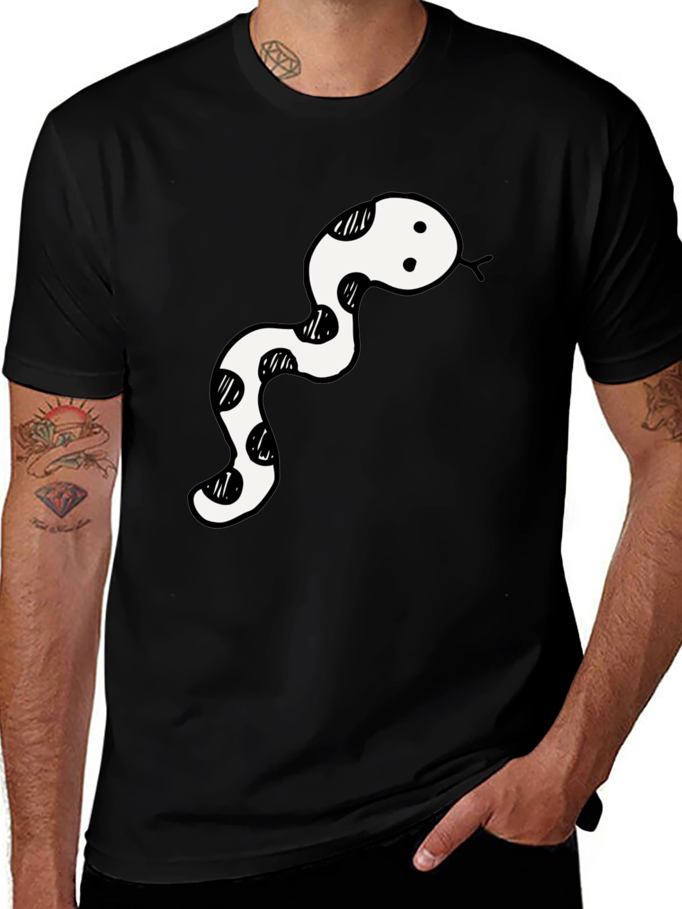 Variant 27 of Black T-Shirt with Snake Design