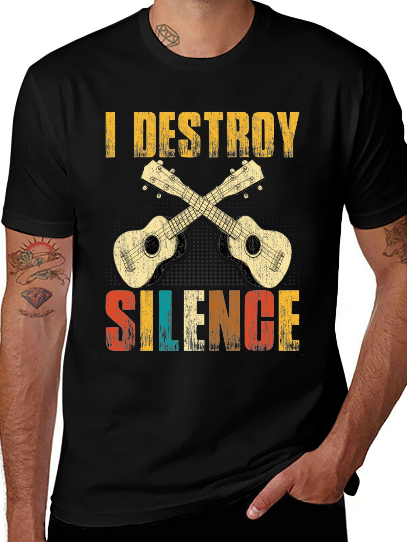 Variant 16 of I Destroy Silence Ukulele T-Shirt