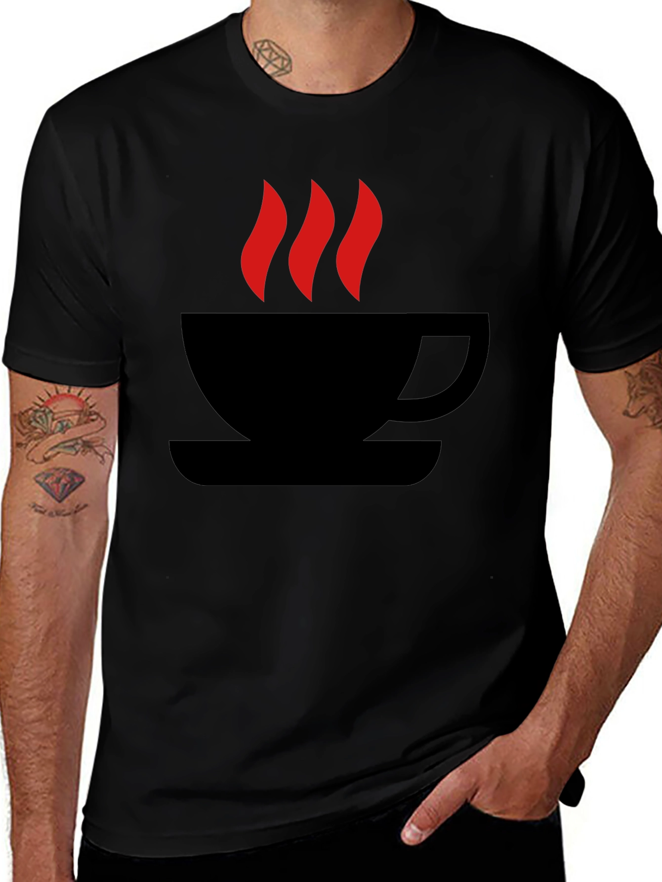 Variant 22 of Steaming Hot Coffee Graphic Tee - Black