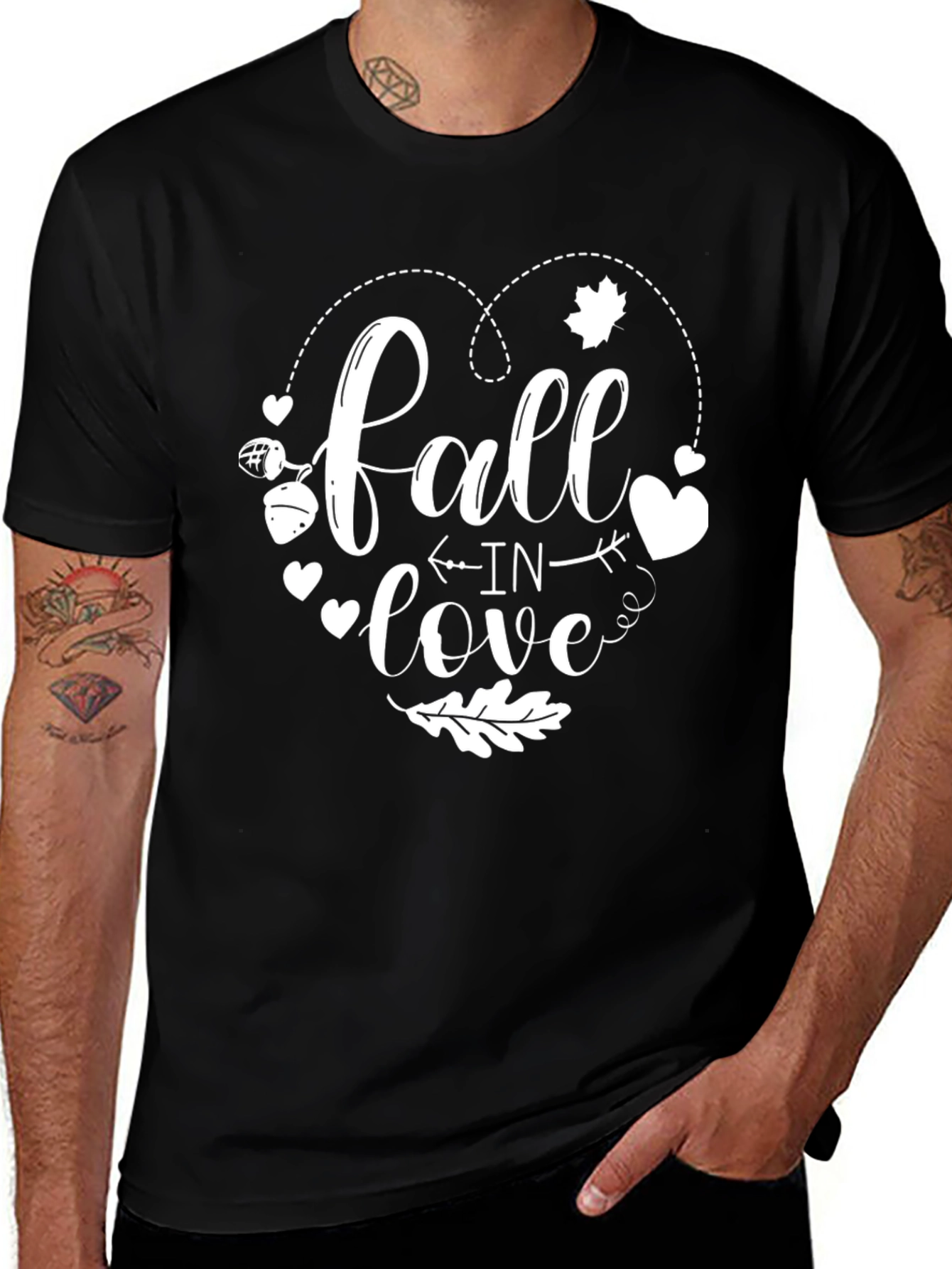 Fall in Love Graphic Tee - Black