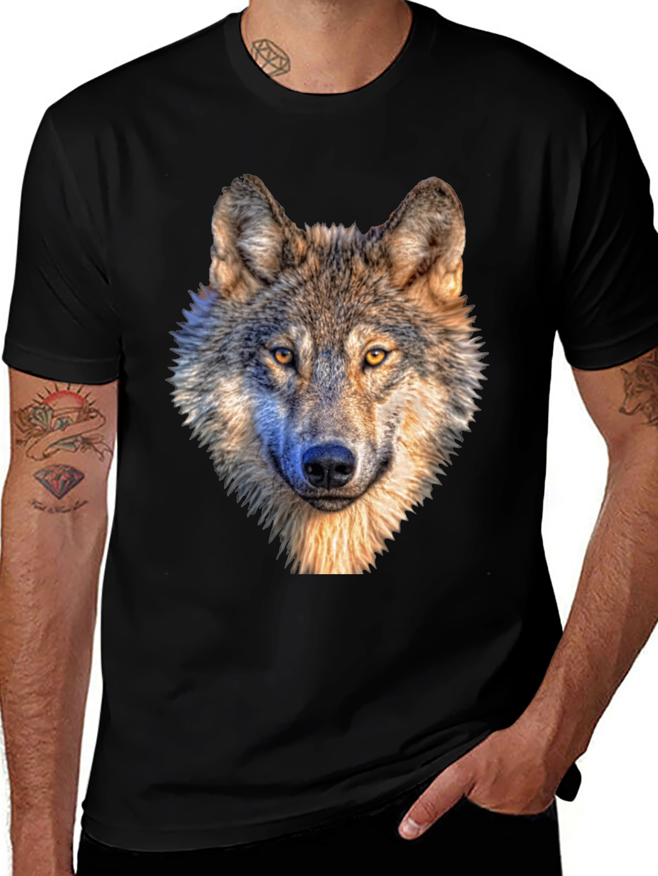 Variant 3 of Wolf Graphic Print Black T-Shirt