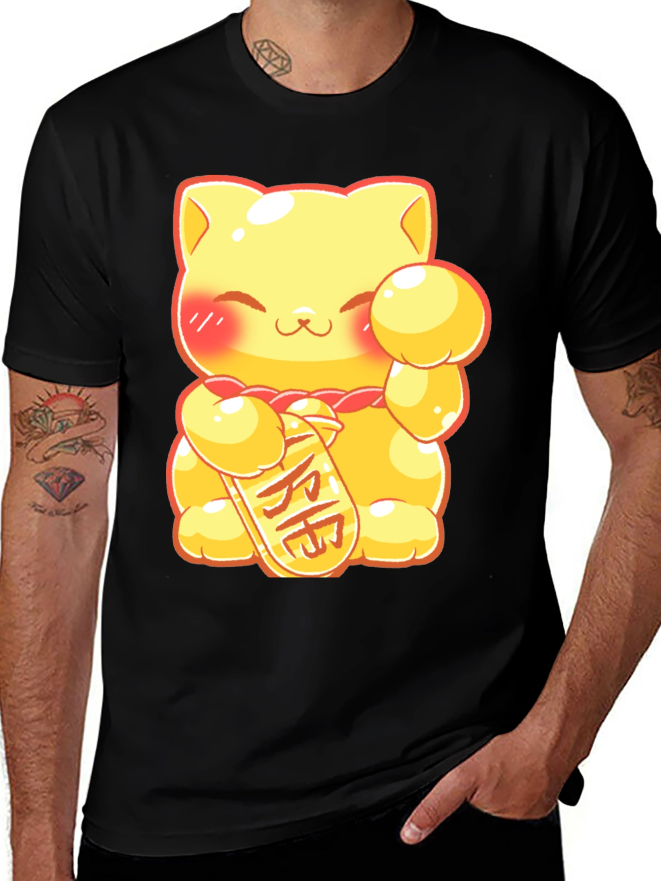 Variant 24 of Lucky Cat Graphic Tee - Kawaii Style
