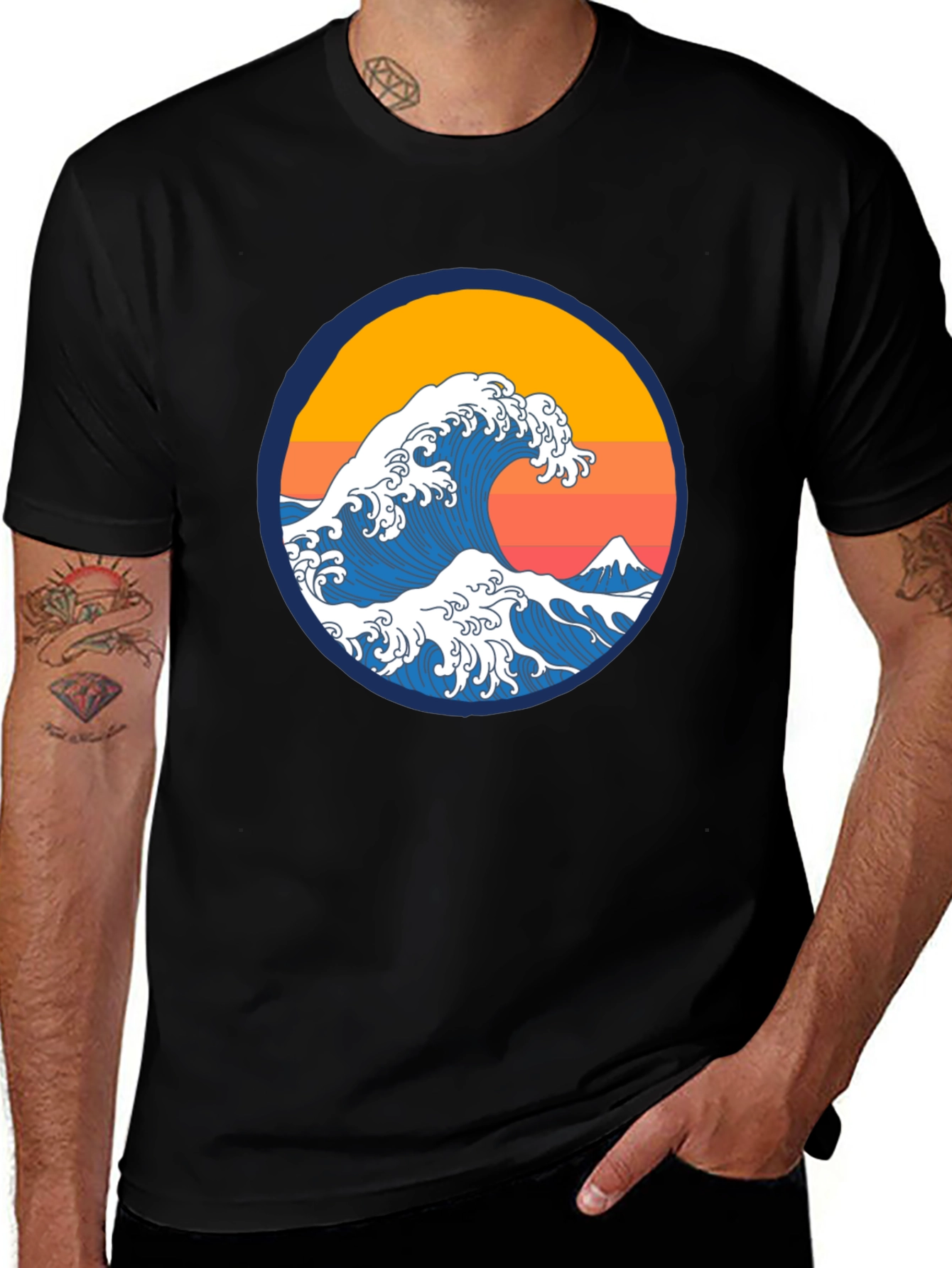 Variant 26 of Great Wave Graphic Tee - Black