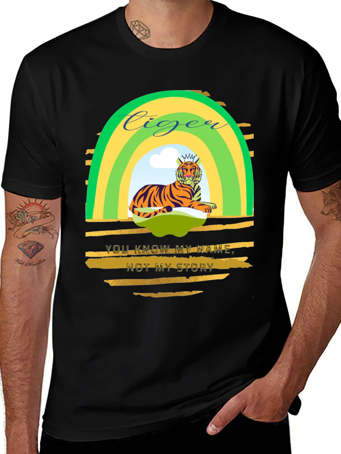 Variant 4 of Ciger Tiger Graphic Tee - Men's Black T-Shirt
