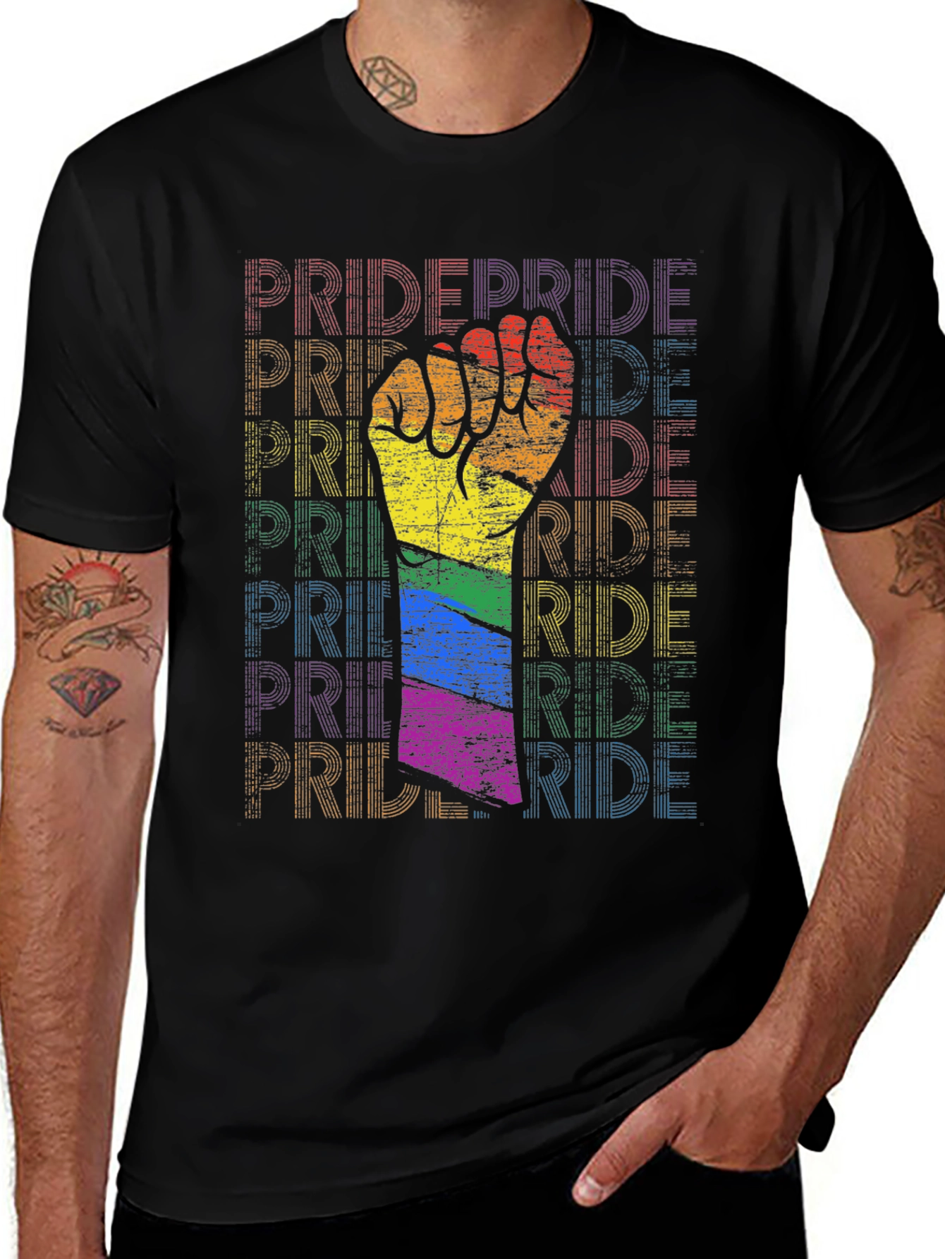 Variant 12 of Pride Fist Graphic Tee - Black