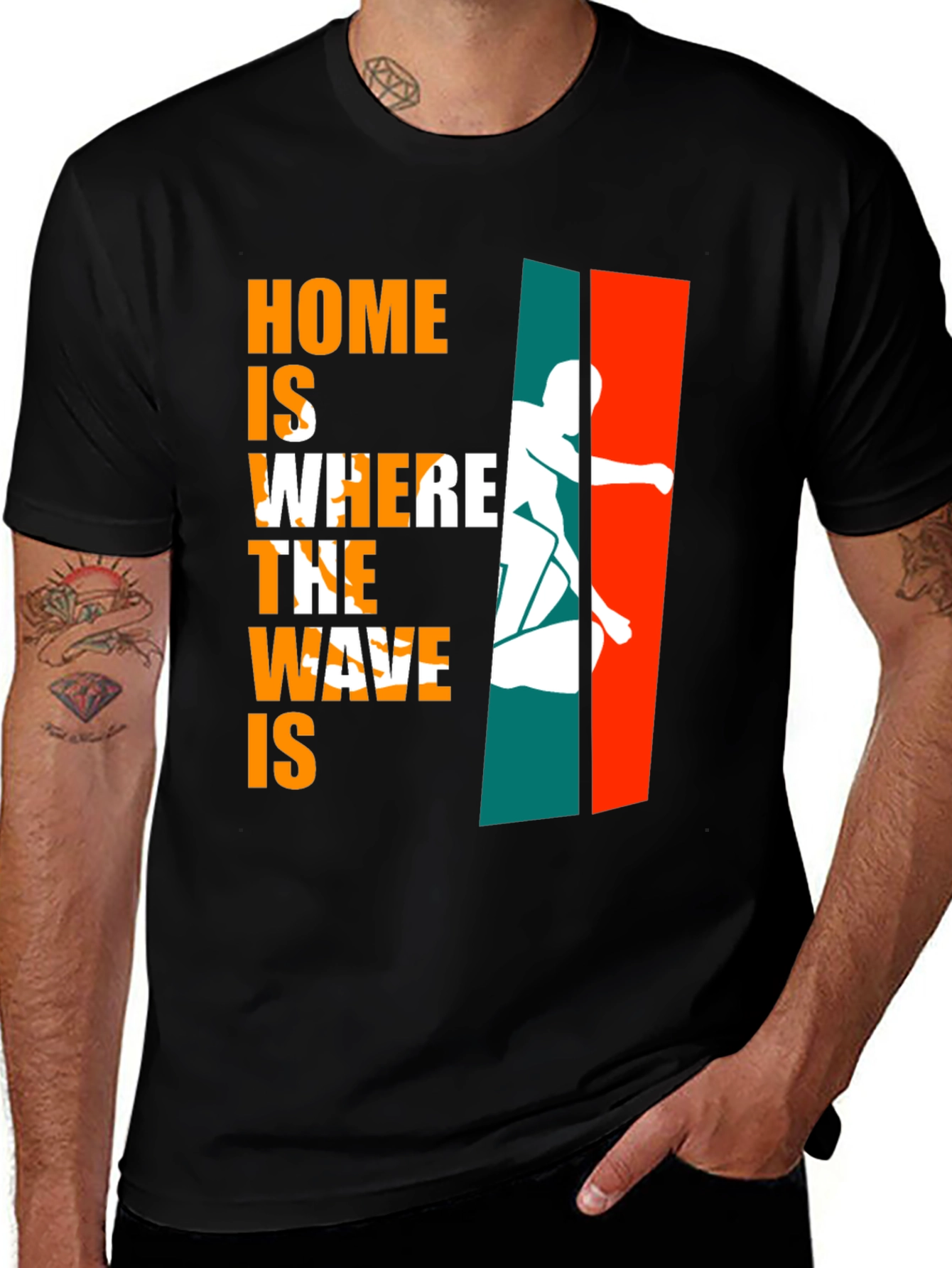 Variant 21 of Surfer Graphic T-Shirt - Home is Where the Wave Is