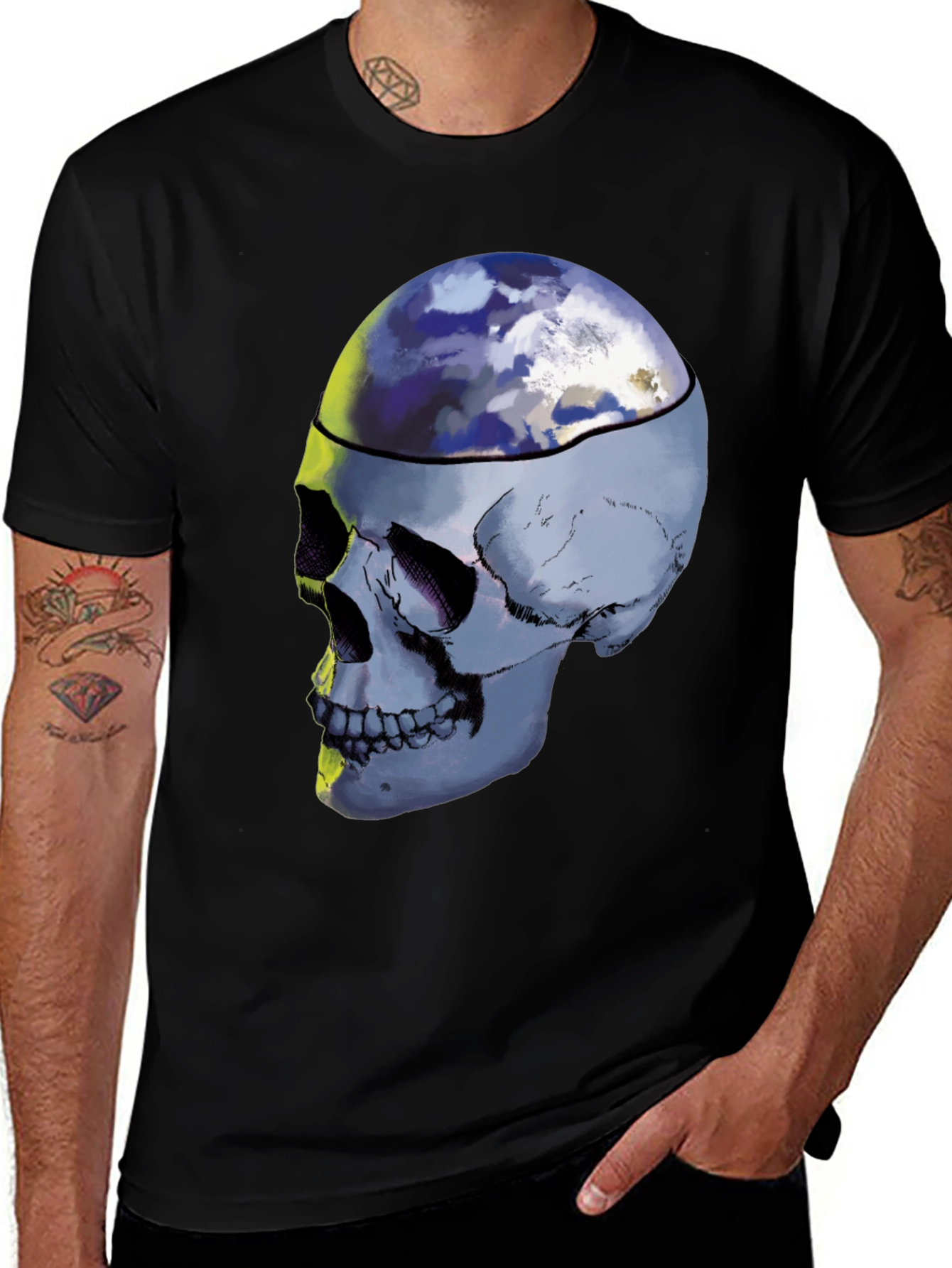 Variant 14 of Skull Earth Graphic Tee - Unique Design