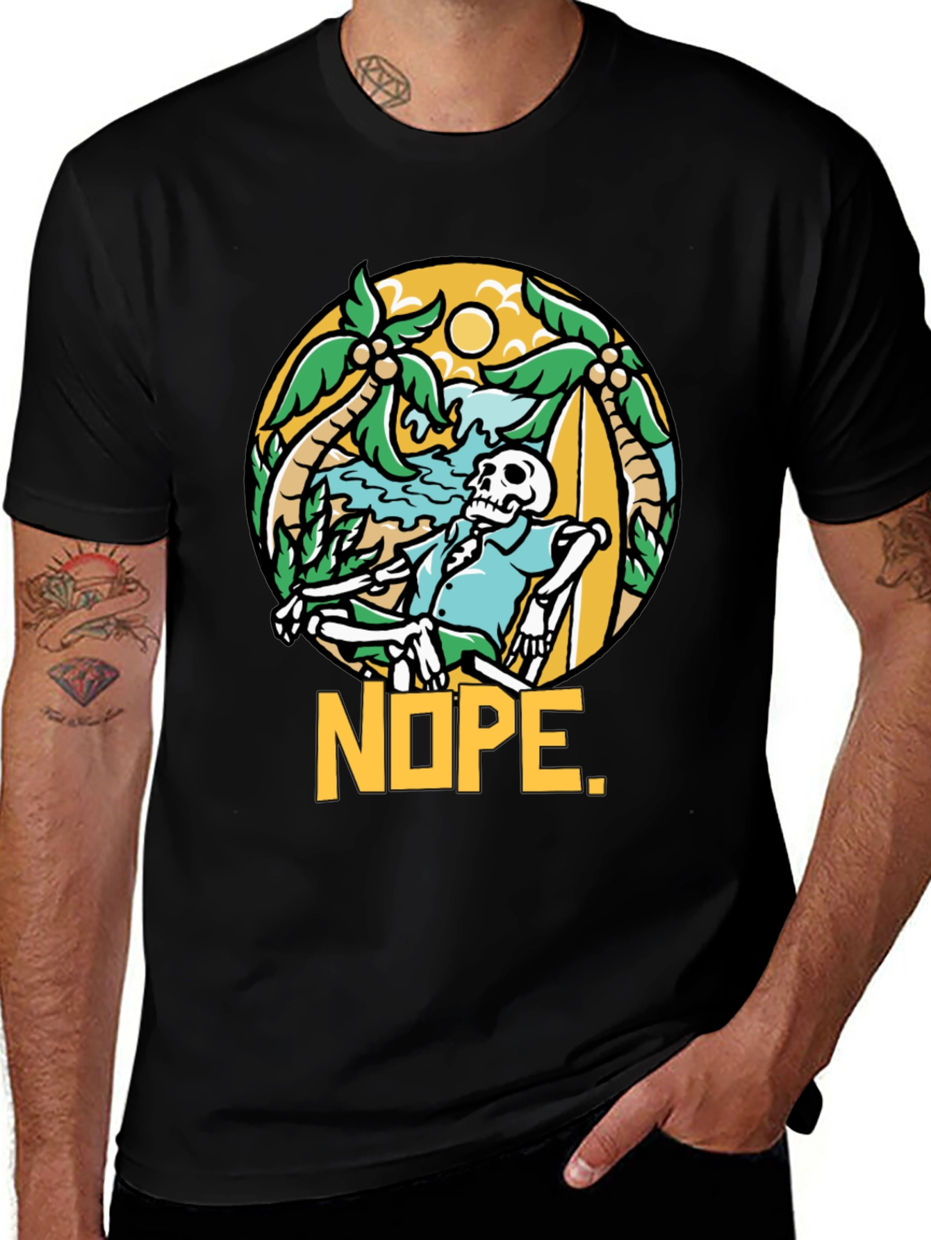 Black Relaxed Skeleton NOPE Graphic Tee main image