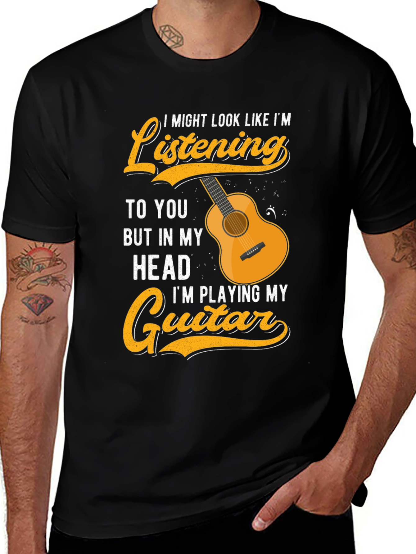 Variant 6 of Guitar Player T-Shirt: Listening in Head