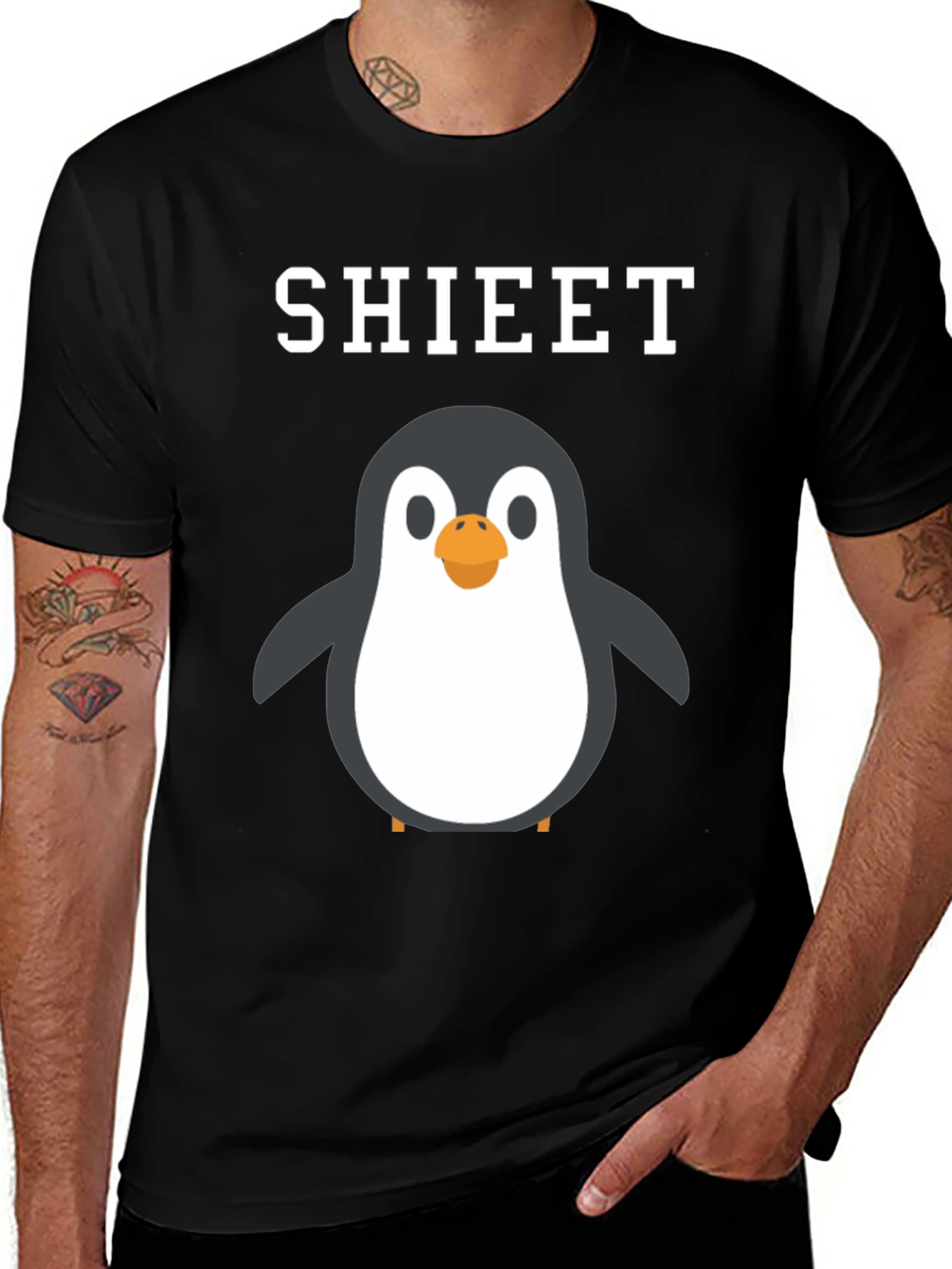 Variant 24 of Shieet Penguin Graphic Black T-Shirt