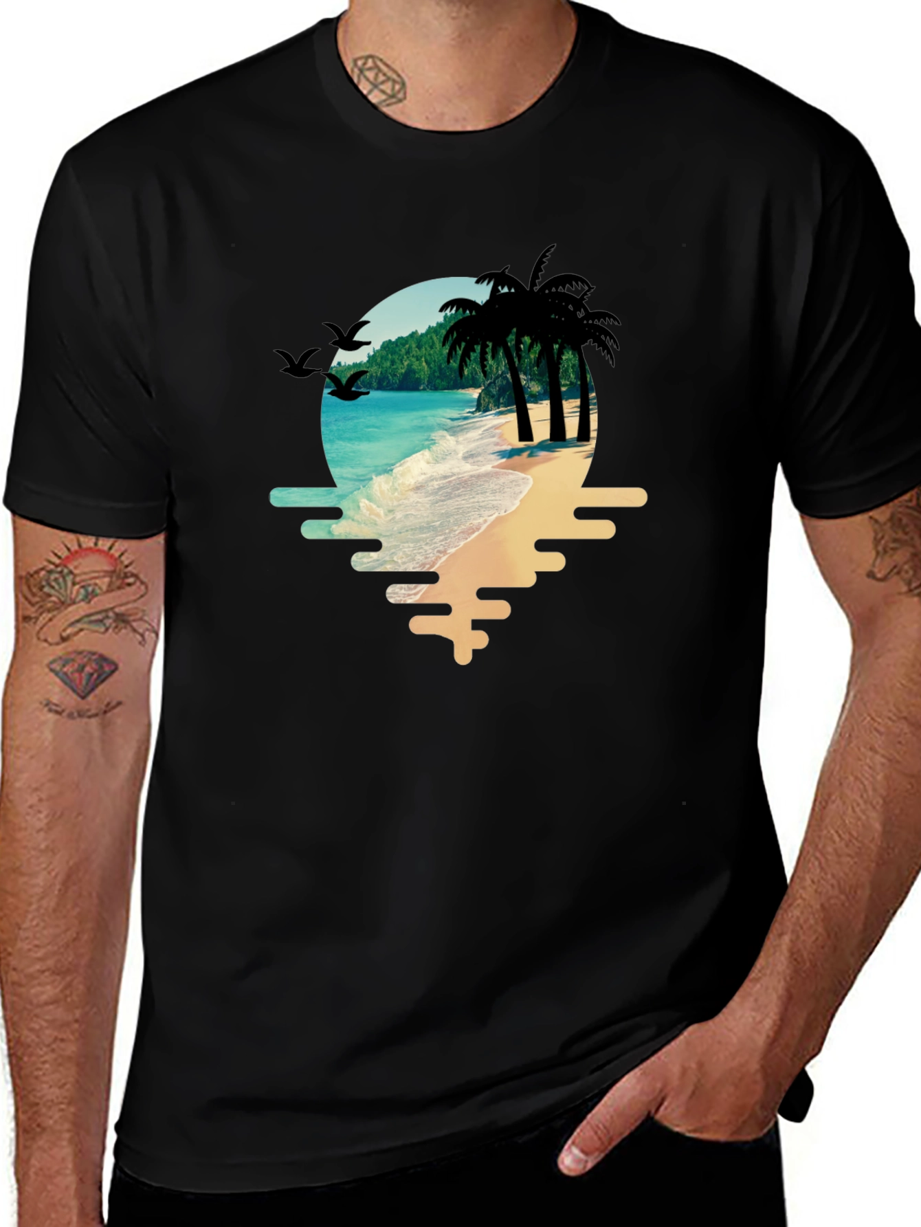 Variant 19 of Tropical Beach T-Shirt: Palm Trees & Ocean View