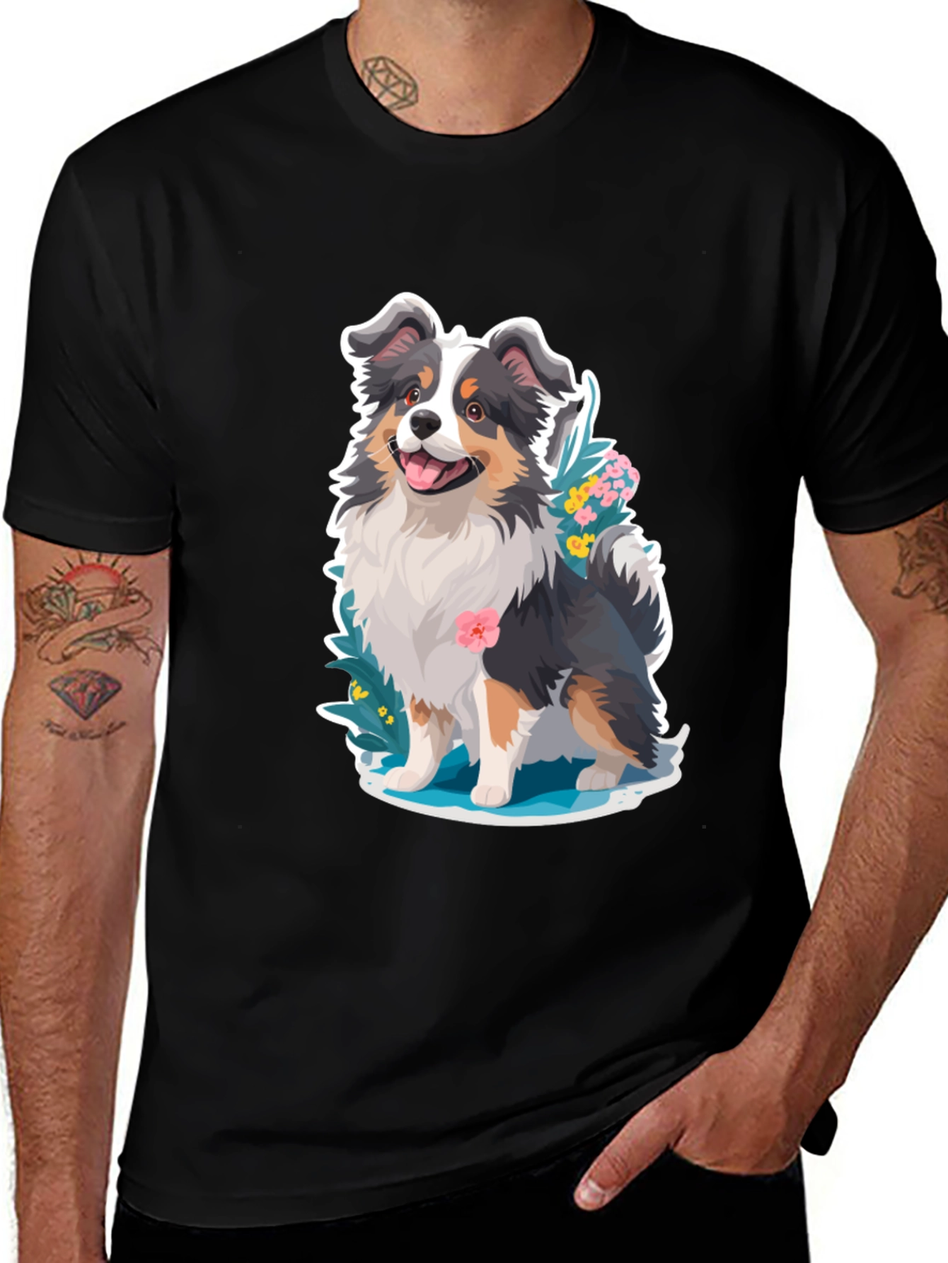 Variant 5 of Cute Dog Graphic Tee - Unisex Black T-Shirt
