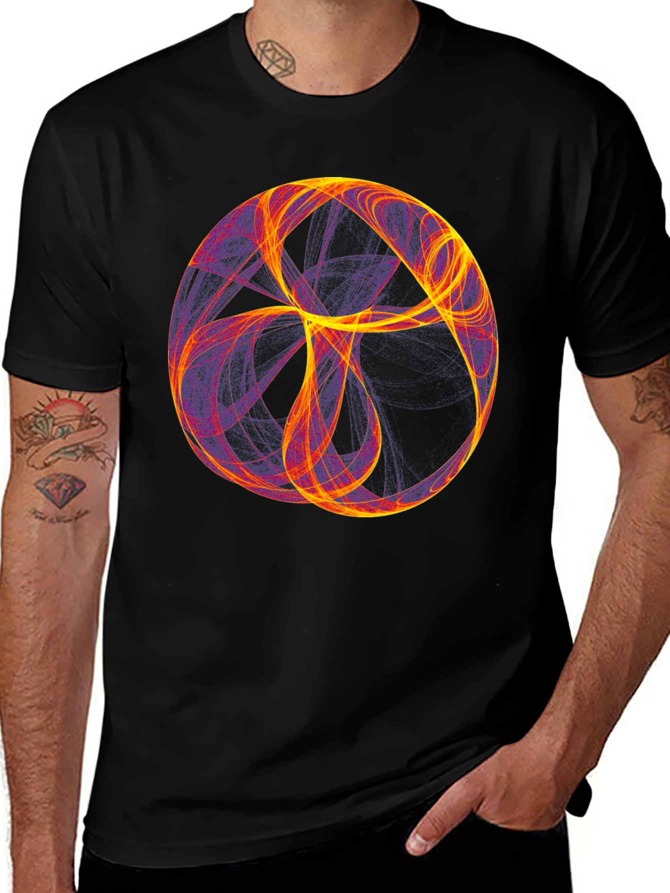 Variant 16 of Abstract Orb Graphic Black T-Shirt