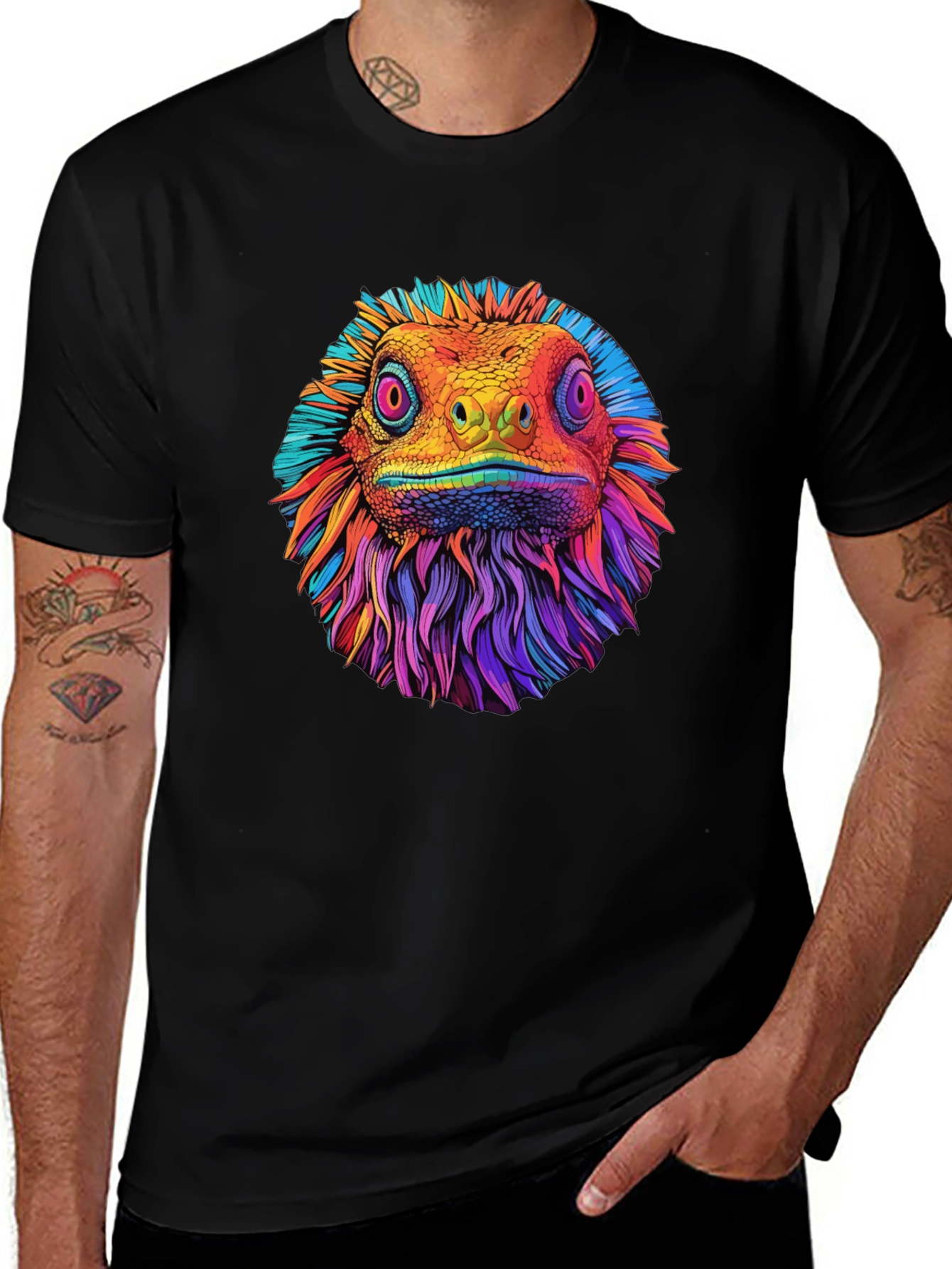 Variant 5 of Lizard Graphic Tee - Colorful Bearded Dragon Design