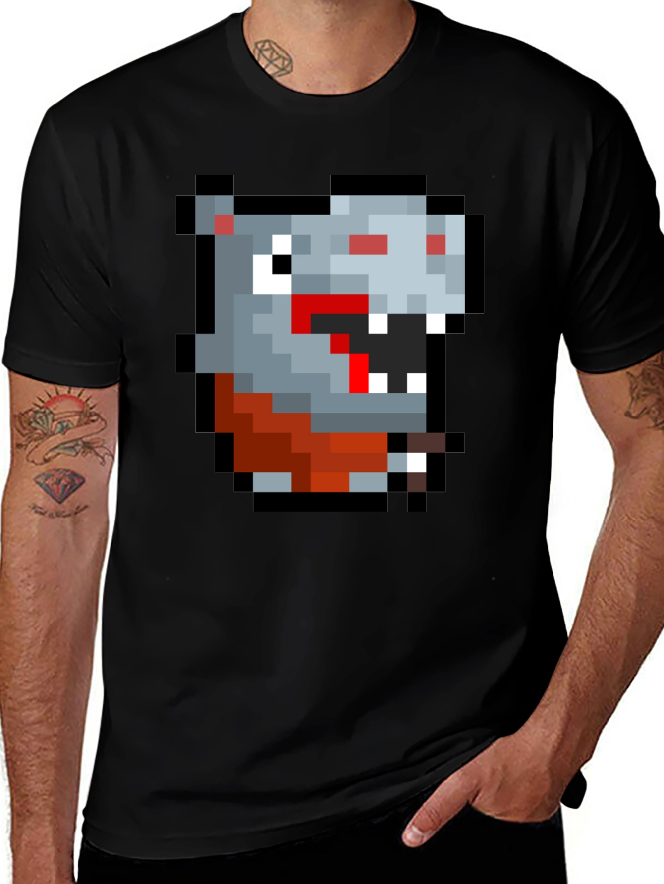 Variant 10 of Pixelated Monster Graphic Tee - Black
