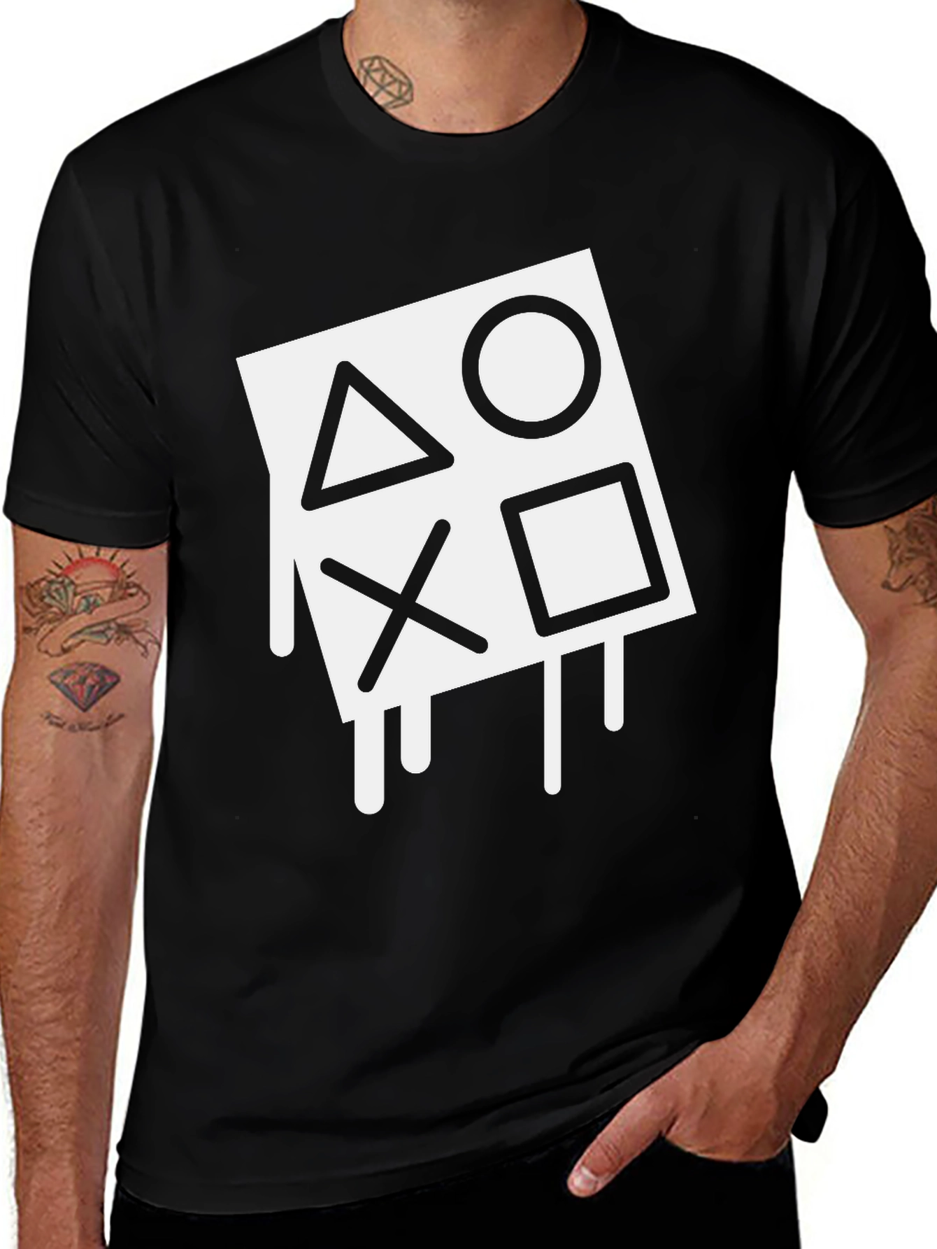 Variant 29 of Playstation Symbol Dripping Graphic T-Shirt - Gamer Apparel