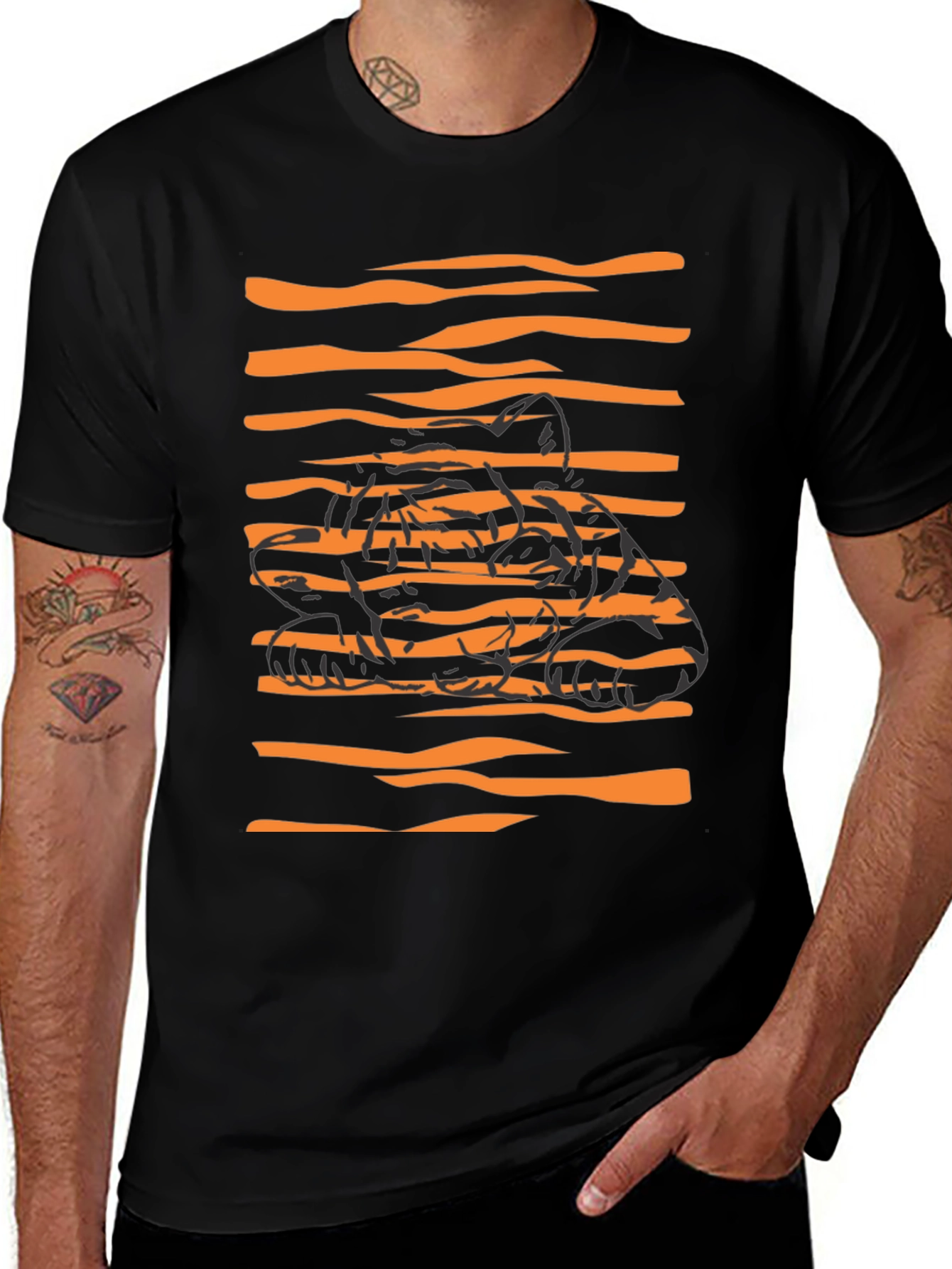 Variant 14 of Striking Tiger Graphic Black T-Shirt
