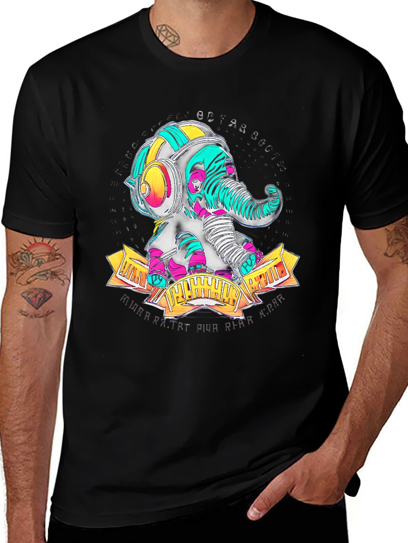 Variant 16 of Elephant DJ Graphic Tee - Unique Colorful Design