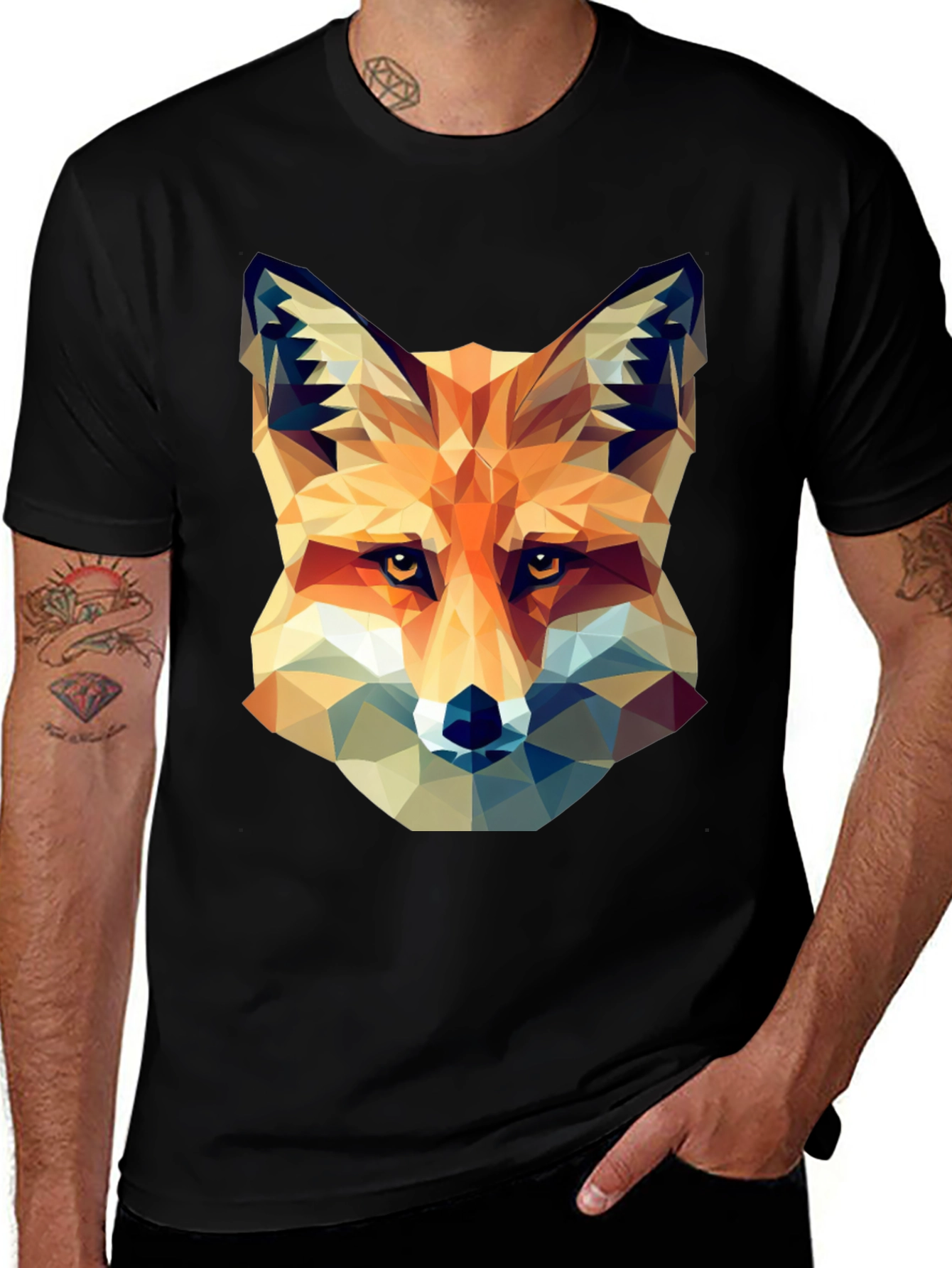 Variant 12 of Geometric Fox Head Print T-Shirt