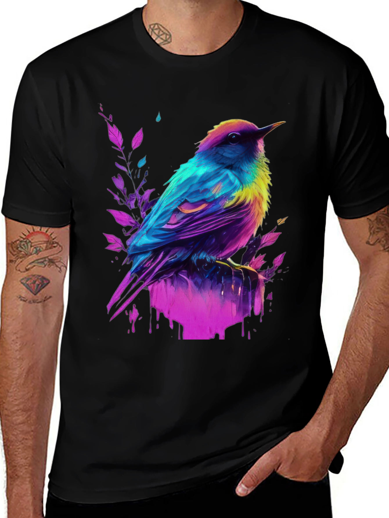 Variant 16 of Vibrant Bird Graphic T-Shirt - Unique Colorful Design