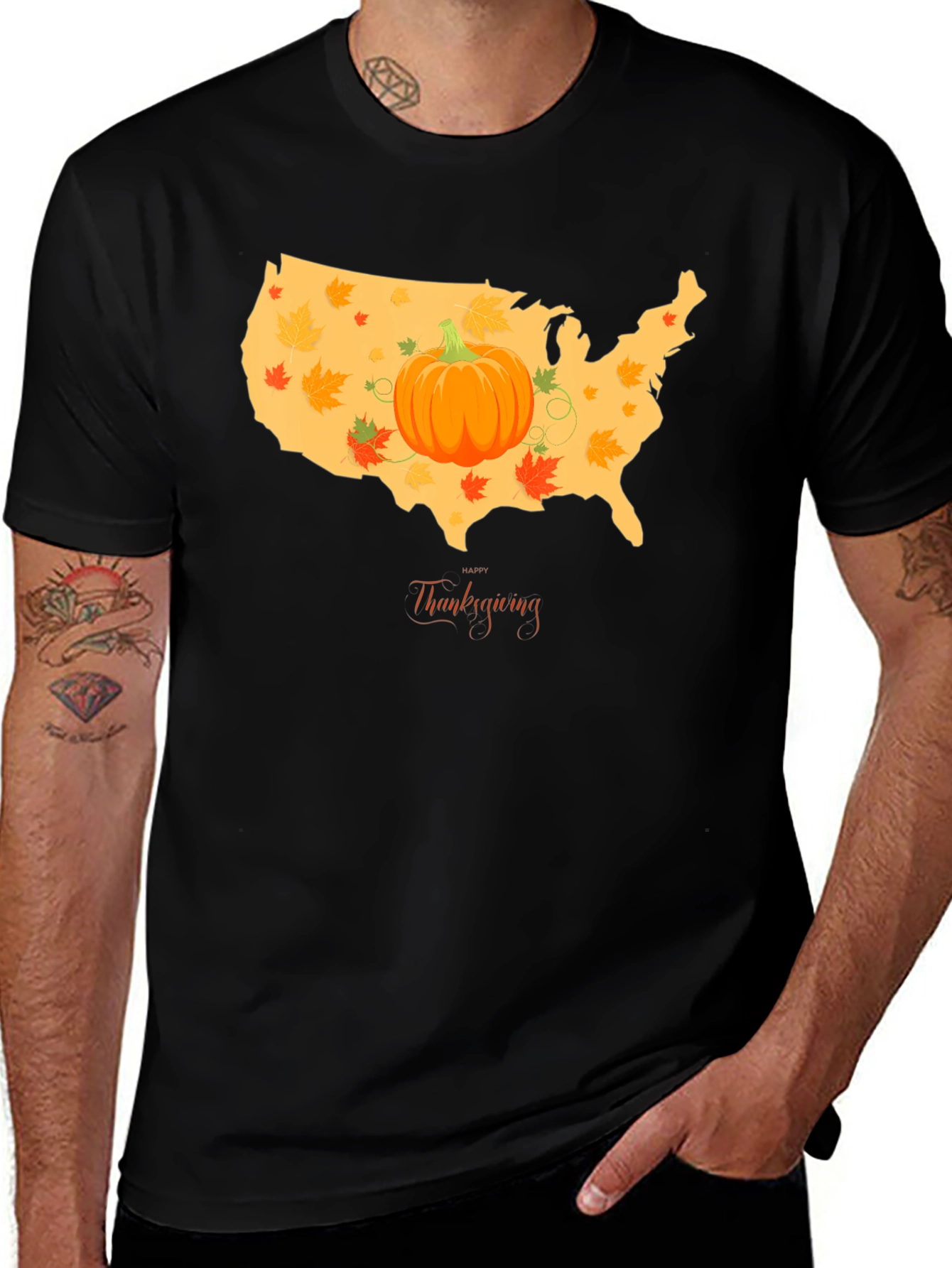 Thanksgiving USA Map Pumpkin T-Shirt
