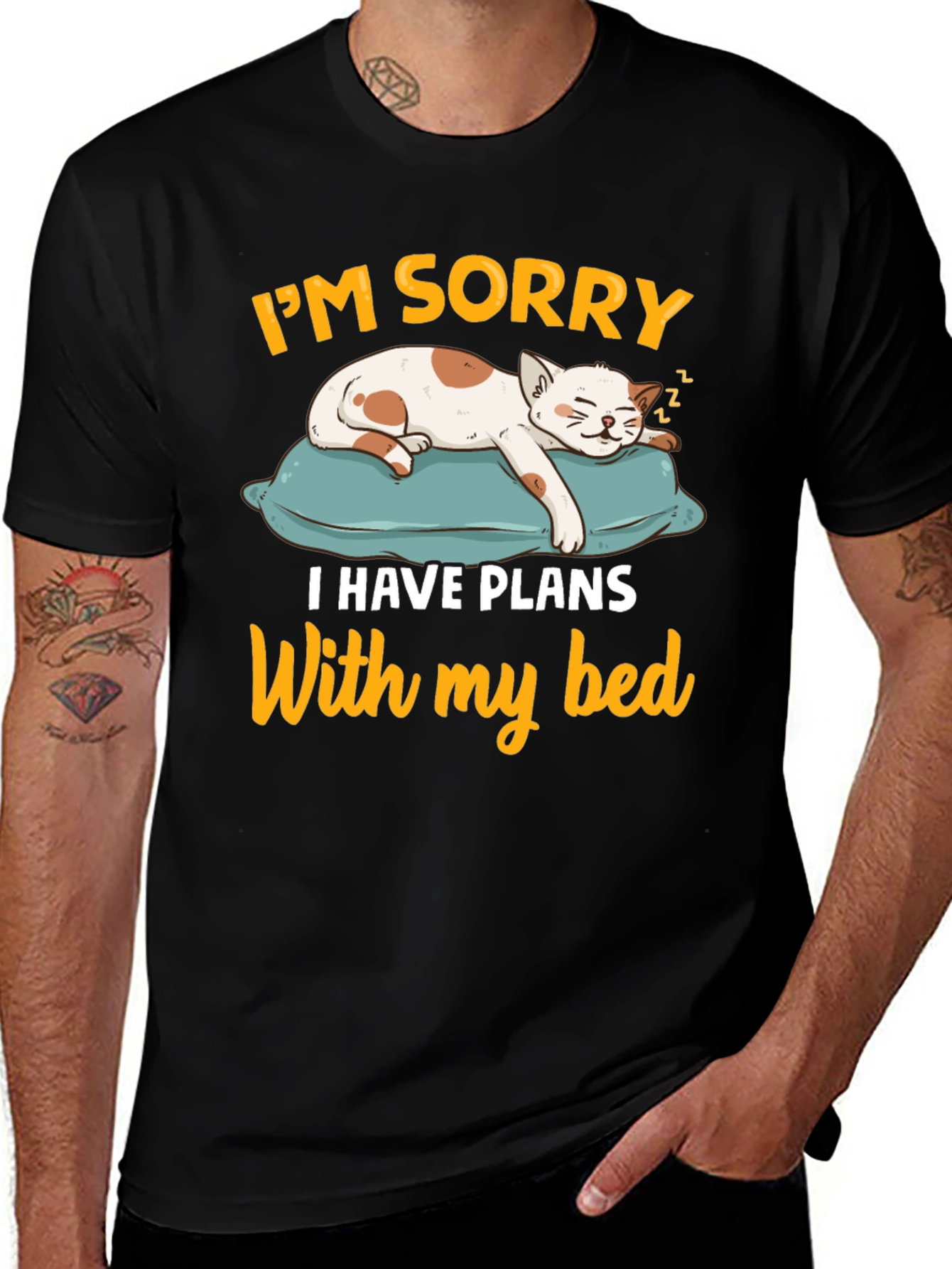 Funny Cat Lover T-Shirt - I'm Sorry, I Have Plans With My Bed
