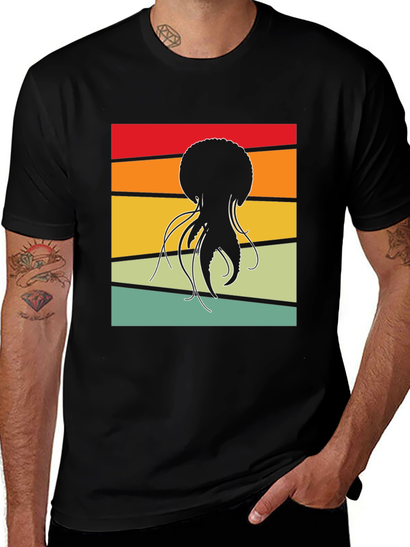 Variant 12 of Retro Jellyfish Graphic Tee - Black