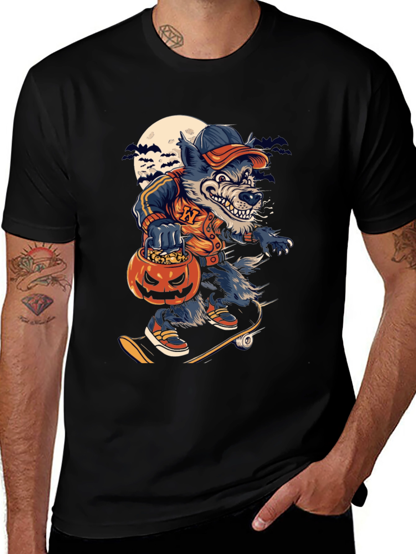 Variant 6 of Spooky Skater Wolf T-Shirt