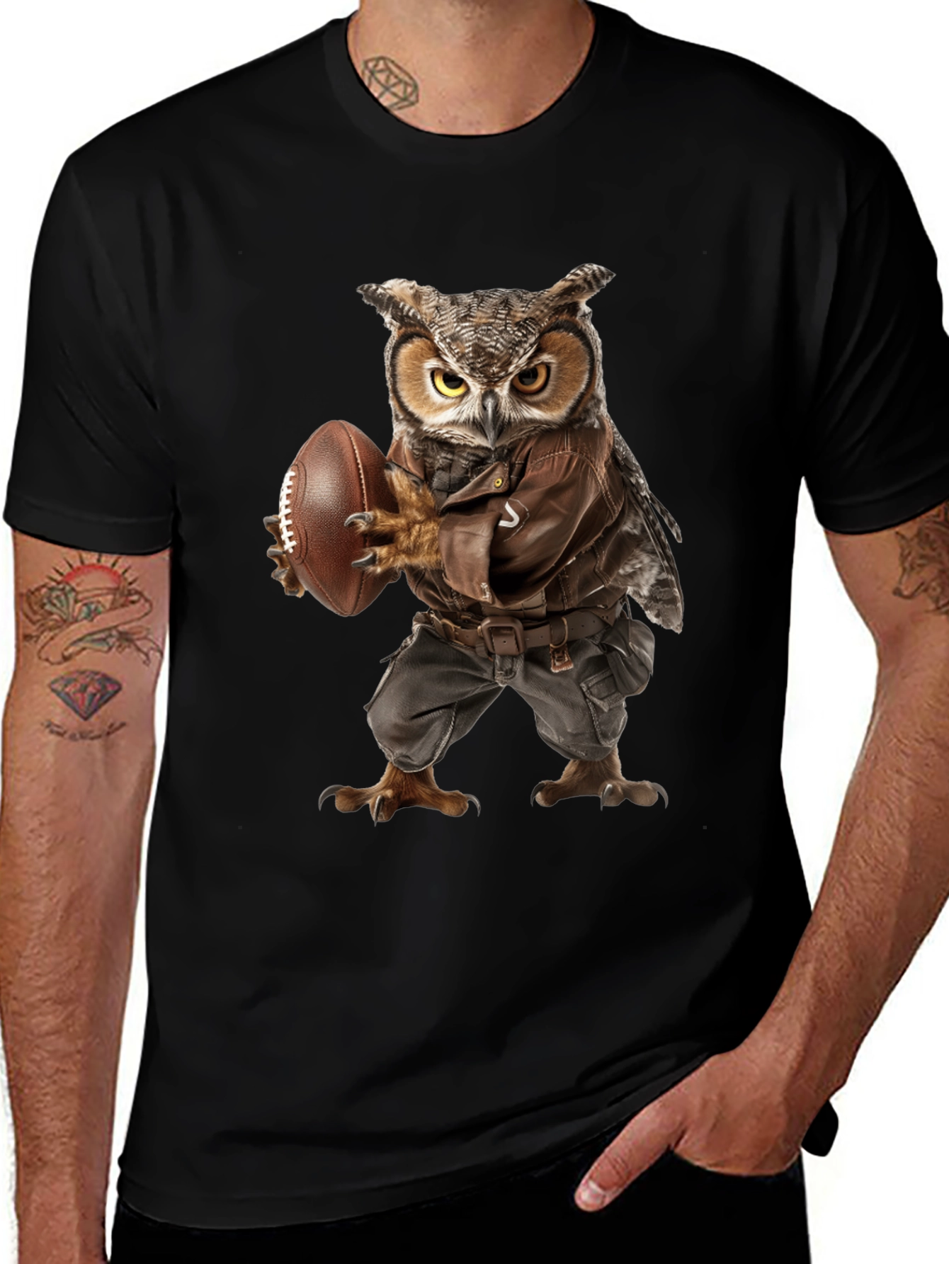 Variant 23 of Owl Football Player Graphic T-Shirt