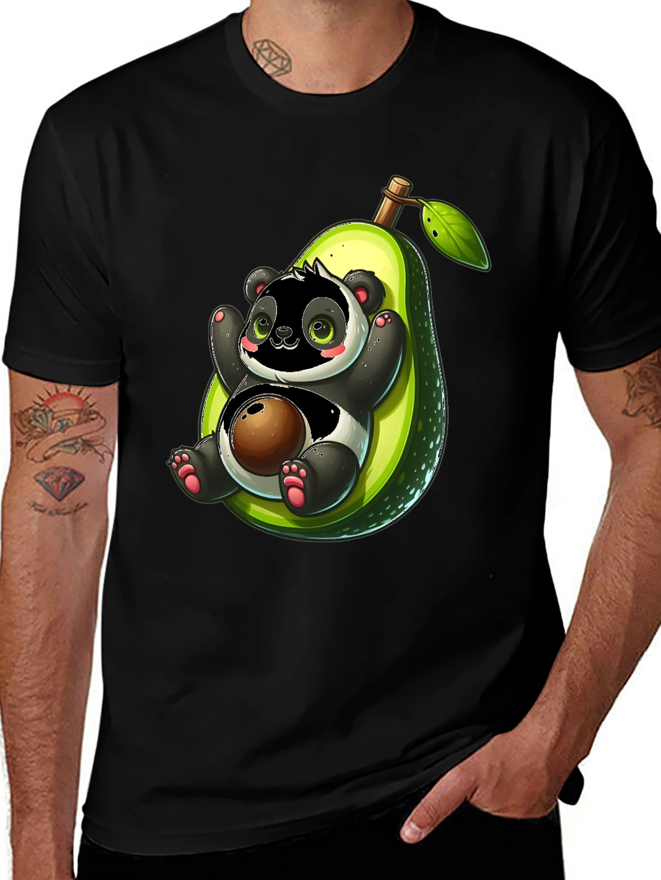 Variant 3 of Panda Avocado T-Shirt - Cute Graphic Tee