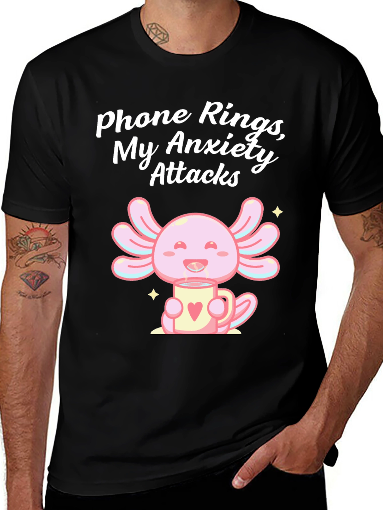 Variant 9 of Anxiety Axolotl T-Shirt - Phone Rings, My Anxiety Attacks
