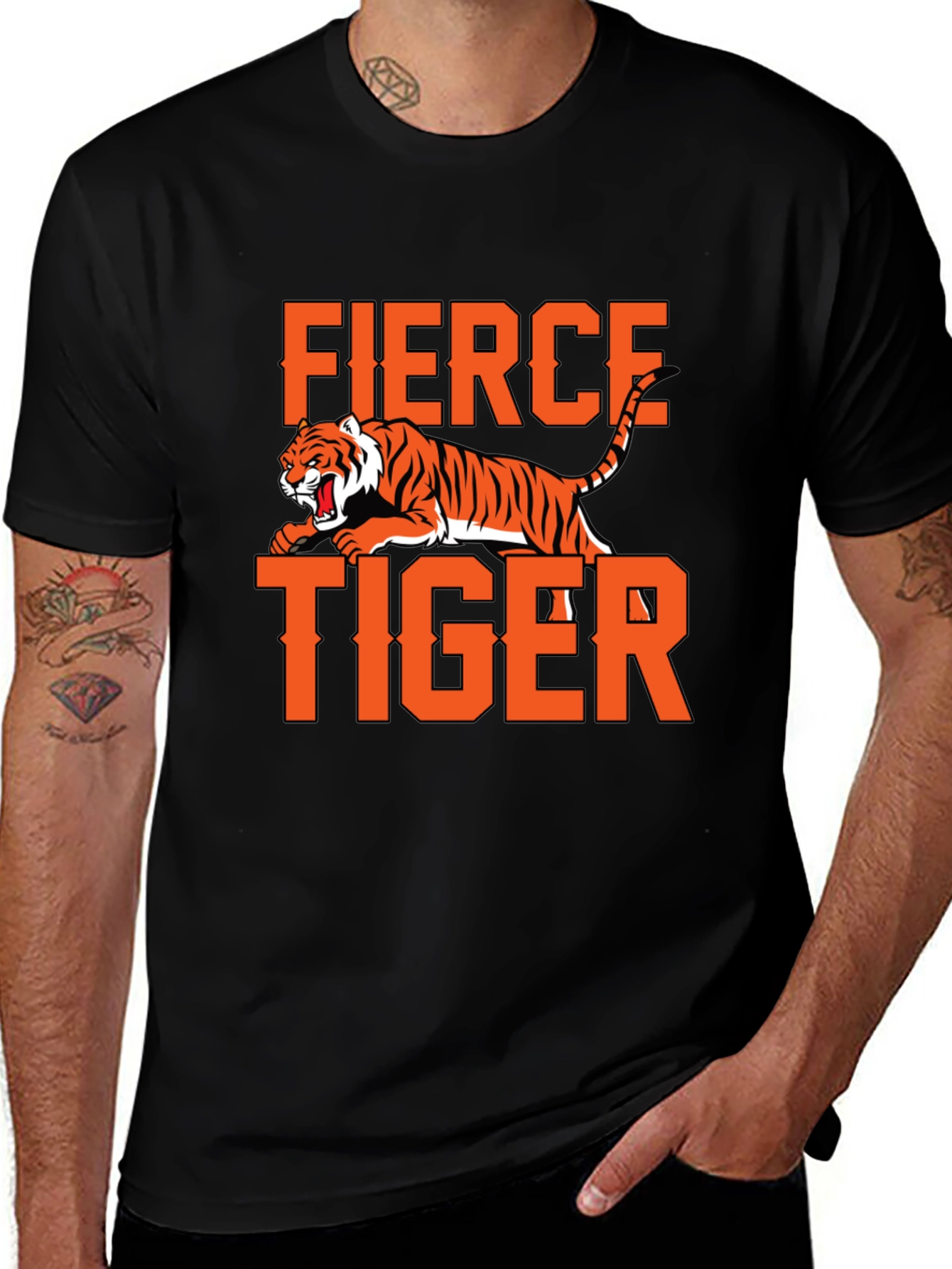 Variant 10 of Fierce Tiger Graphic T-Shirt - Bold Orange Print