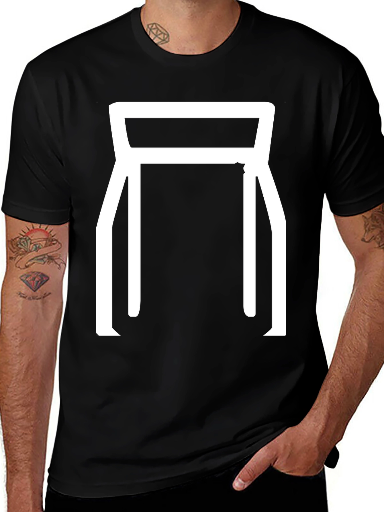 Variant 30 of Minimalist Geometric White Graphic Print Black T-Shirt