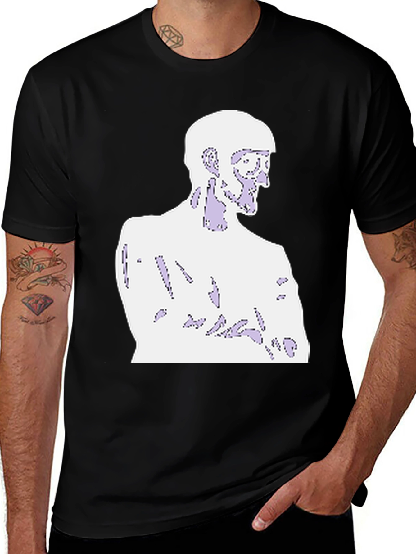 Variant 5 of Abstract Figure Graphic Tee - Black Cotton Blend