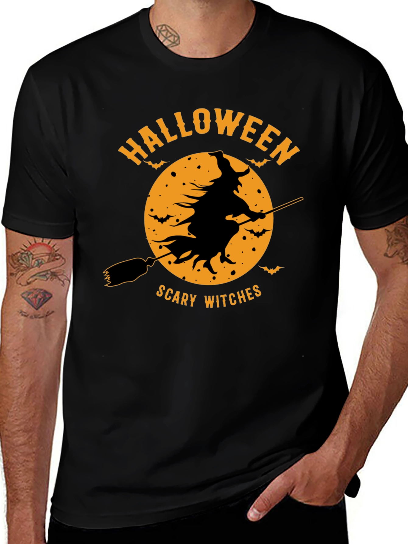 Halloween Scary Witches Black T-Shirt