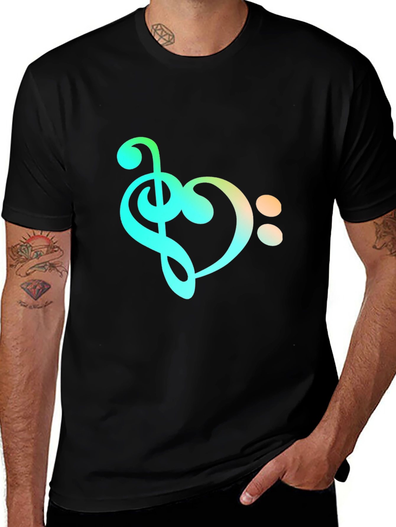 Variant 7 of Musical Heart T-Shirt - Black Graphic Tee