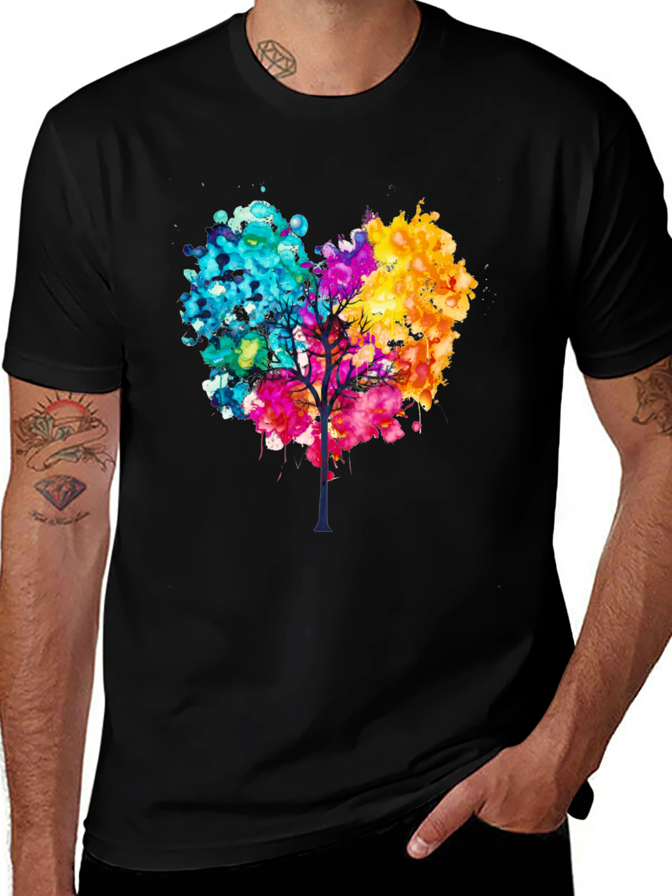Variant 28 of Colorful Tree Heart Graphic T-Shirt