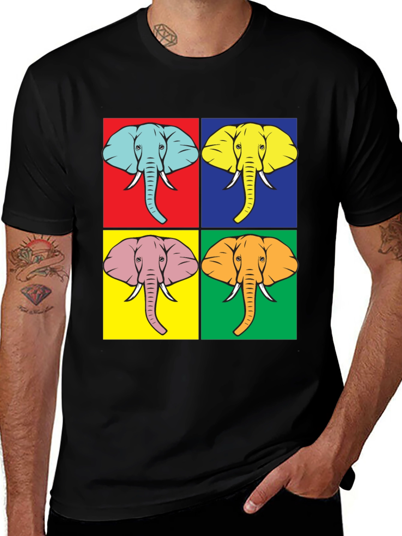 Variant 4 of Pop Art Elephant Graphic T-Shirt