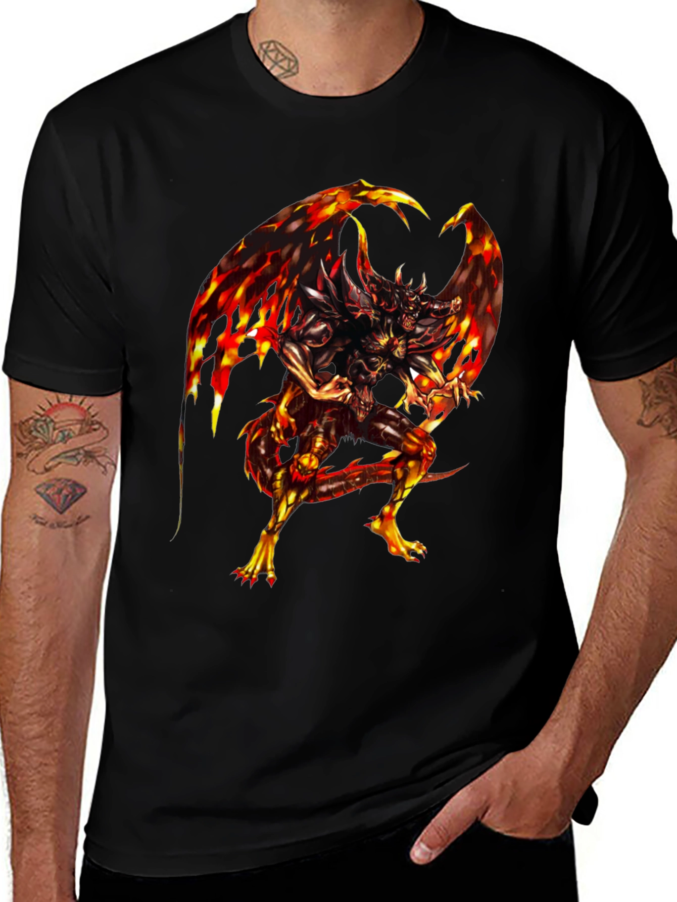 Variant 20 of Fiery Dragon Graphic Black T-Shirt