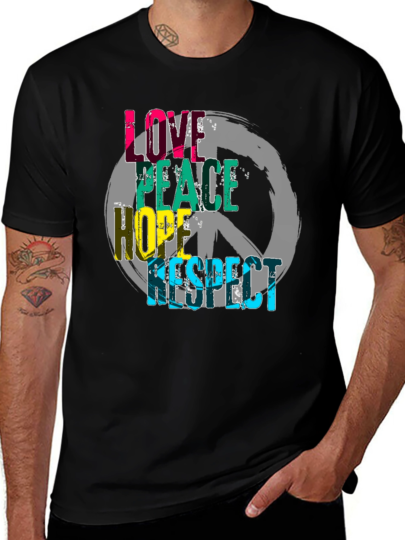 Black Love Peace Hope Respect Graphic T-Shirt main image