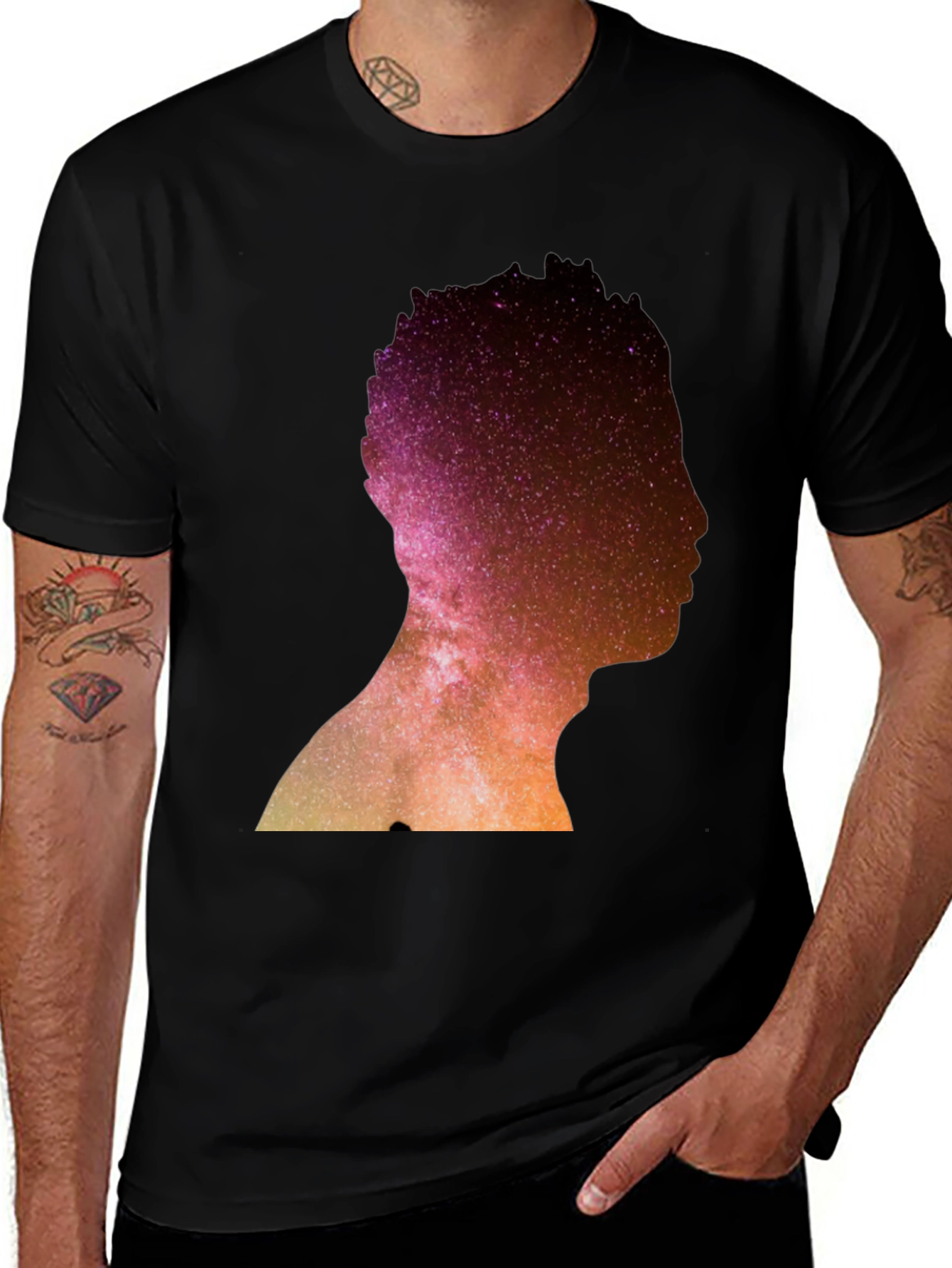 Variant 25 of Nebula Silhouette Graphic Tee - Black