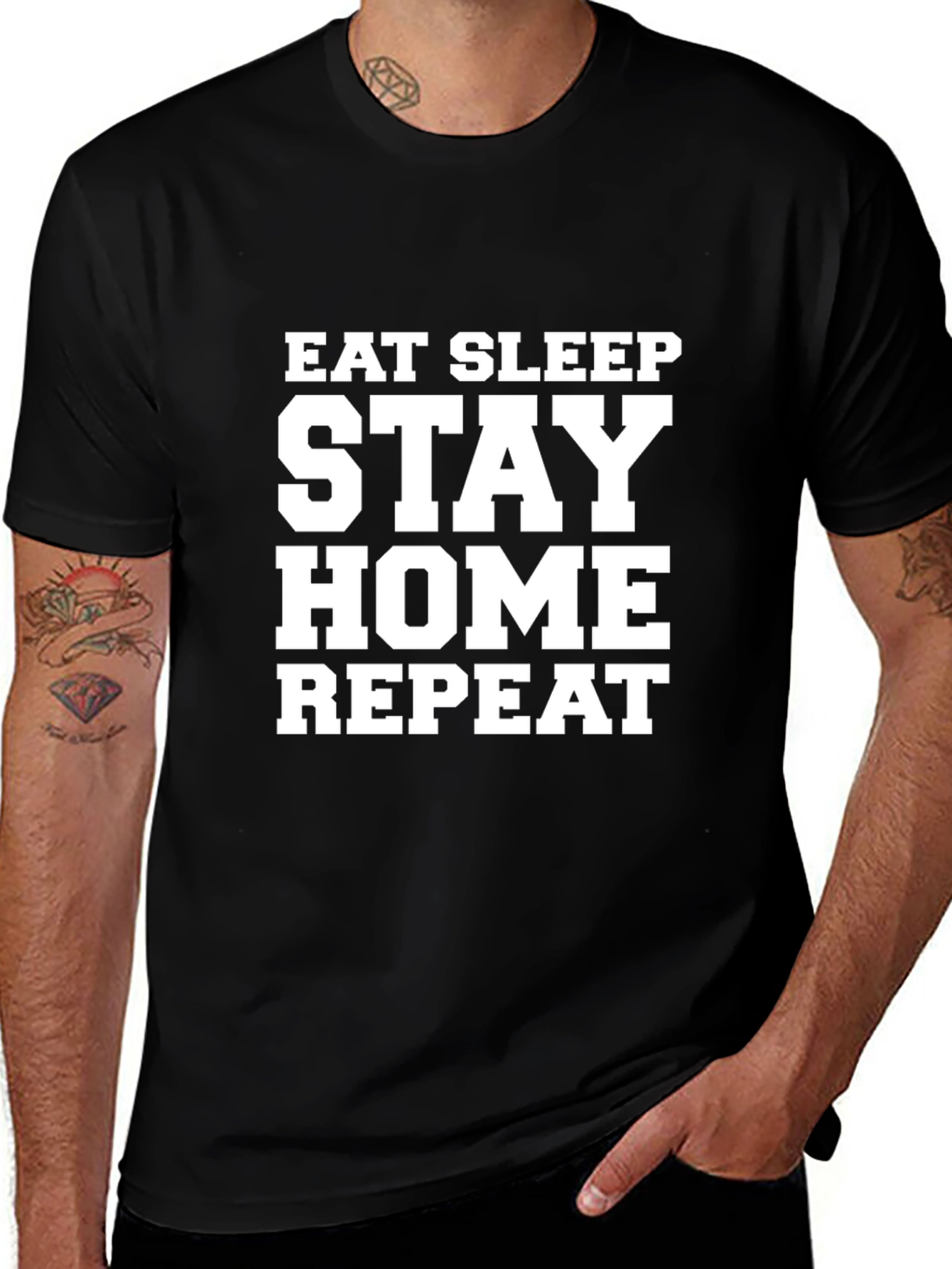 Variant 17 of Eat Sleep Stay Home Repeat Graphic Tee