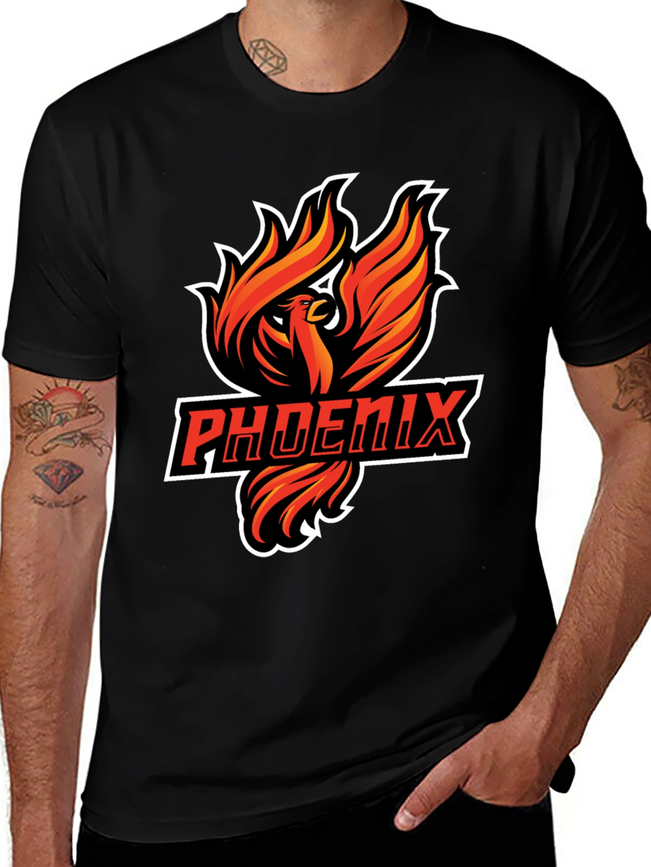 Variant 13 of Phoenix Graphic Print Black T-Shirt