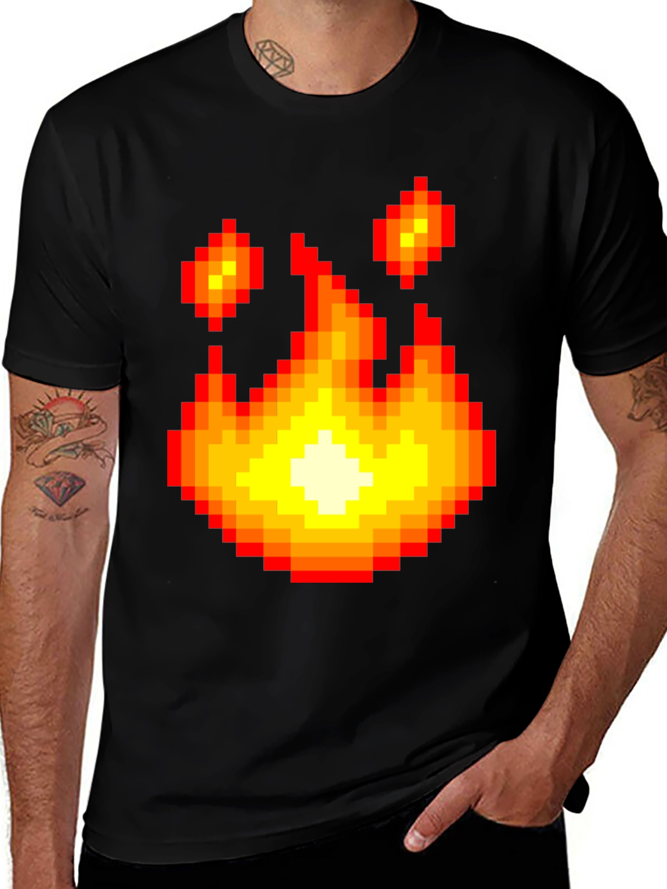Variant 26 of Pixel Fire Graphic Tee - Retro Gaming Style