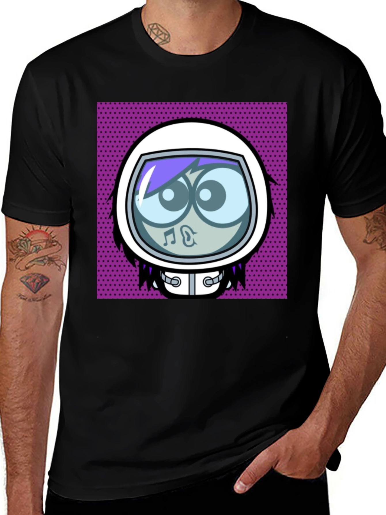 Variant 21 of Cartoon Astronaut Black Graphic Tee