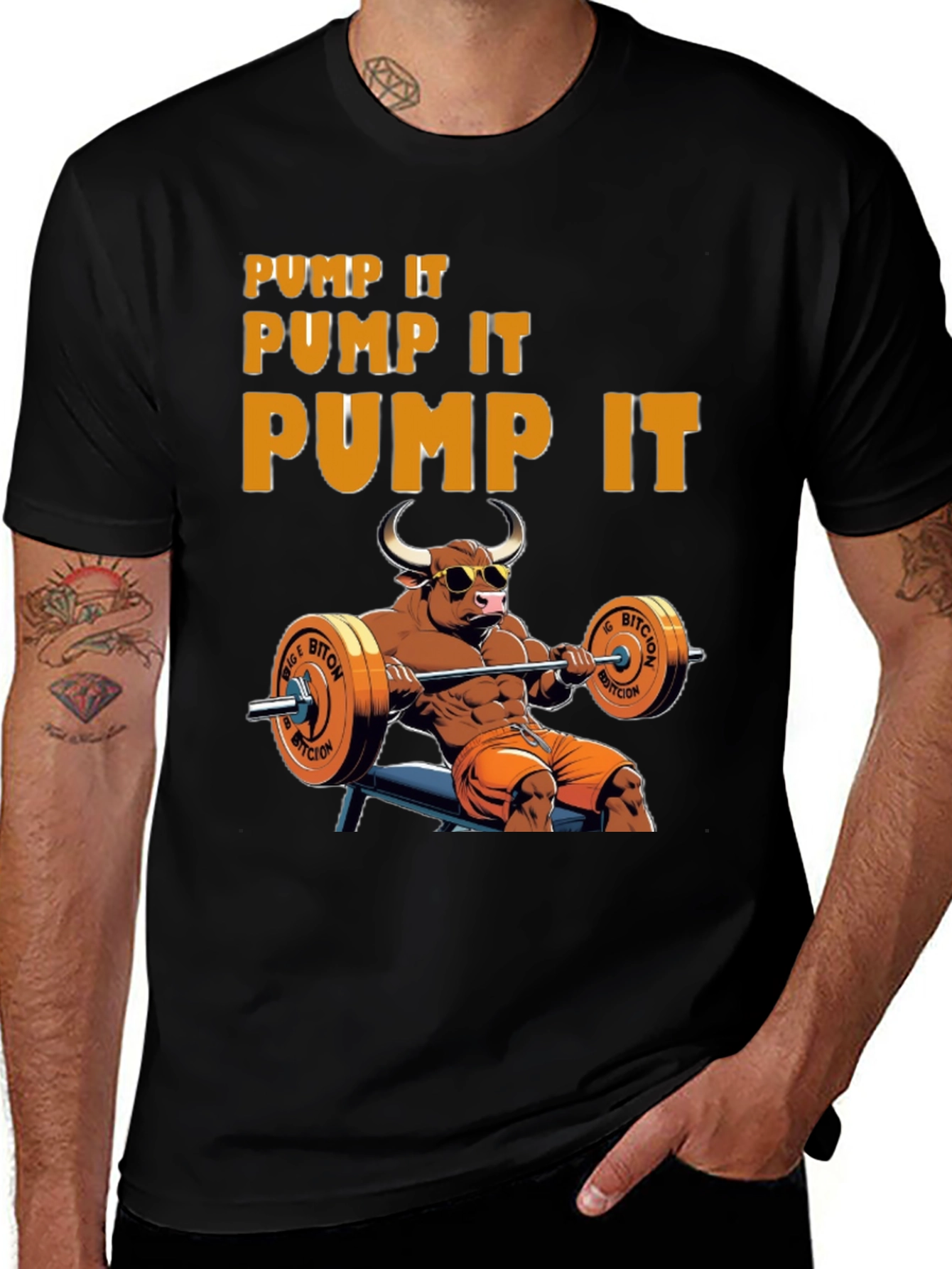 Pump It Bull Graphic Tee - Crypto Fitness Shirt