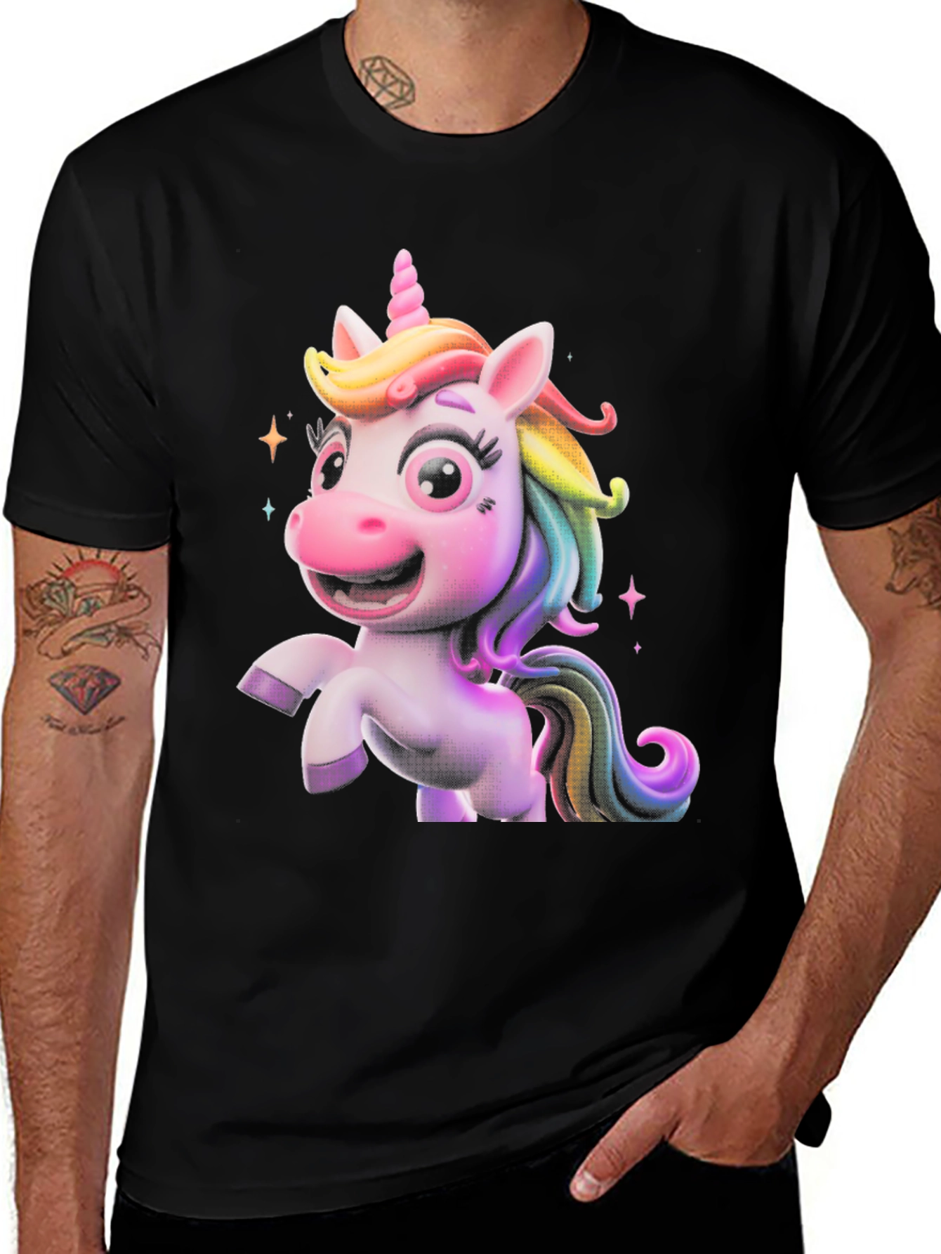 Black Cute Unicorn Graphic Tee - Black T-Shirt main image