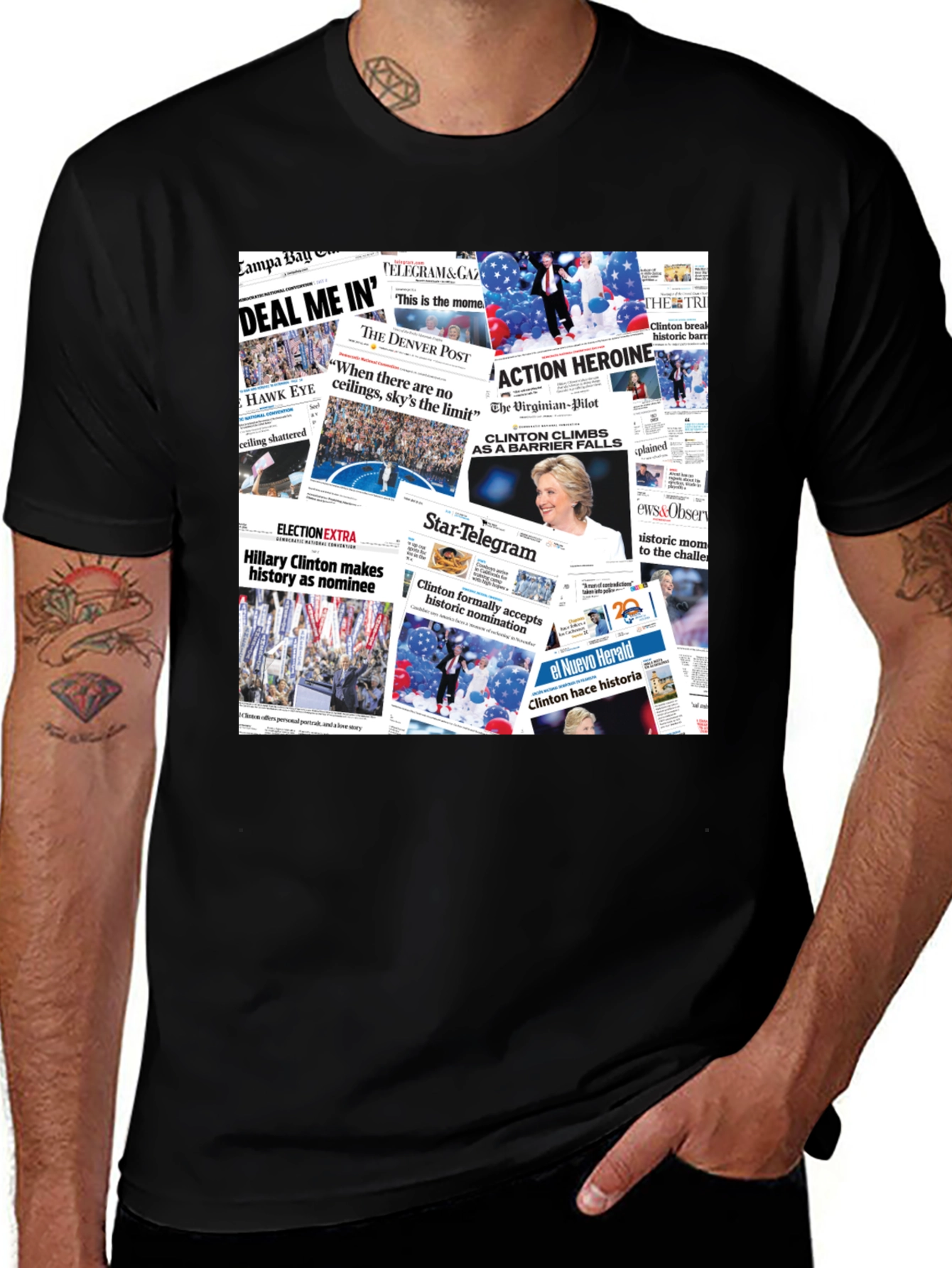 Variant 21 of Newspaper Headline Collage Graphic Print T-Shirt