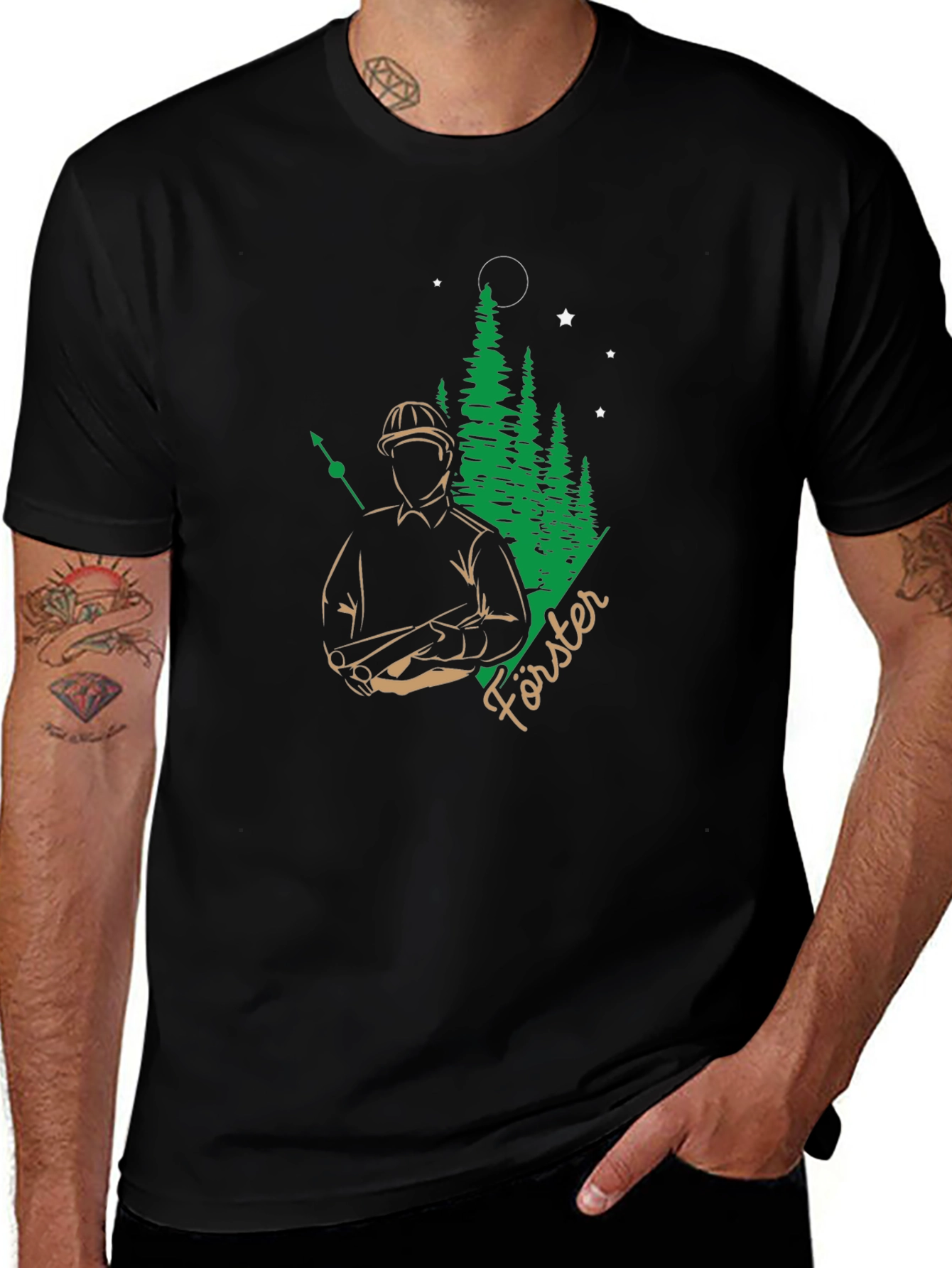 Variant 7 of Forester Graphic Tee - Forest & Stars Design