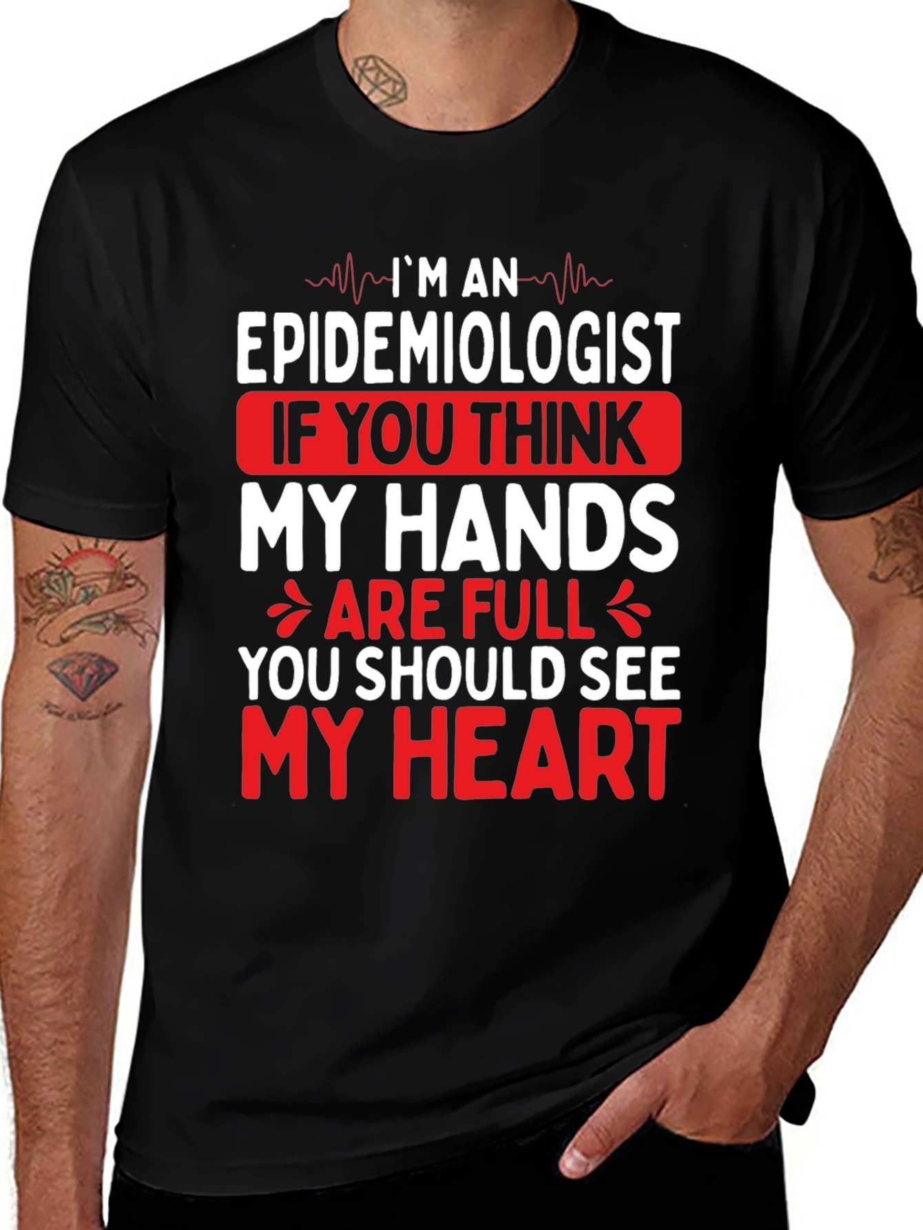 Variant 17 of Epidemiologist Heart Graphic T-Shirt - Black